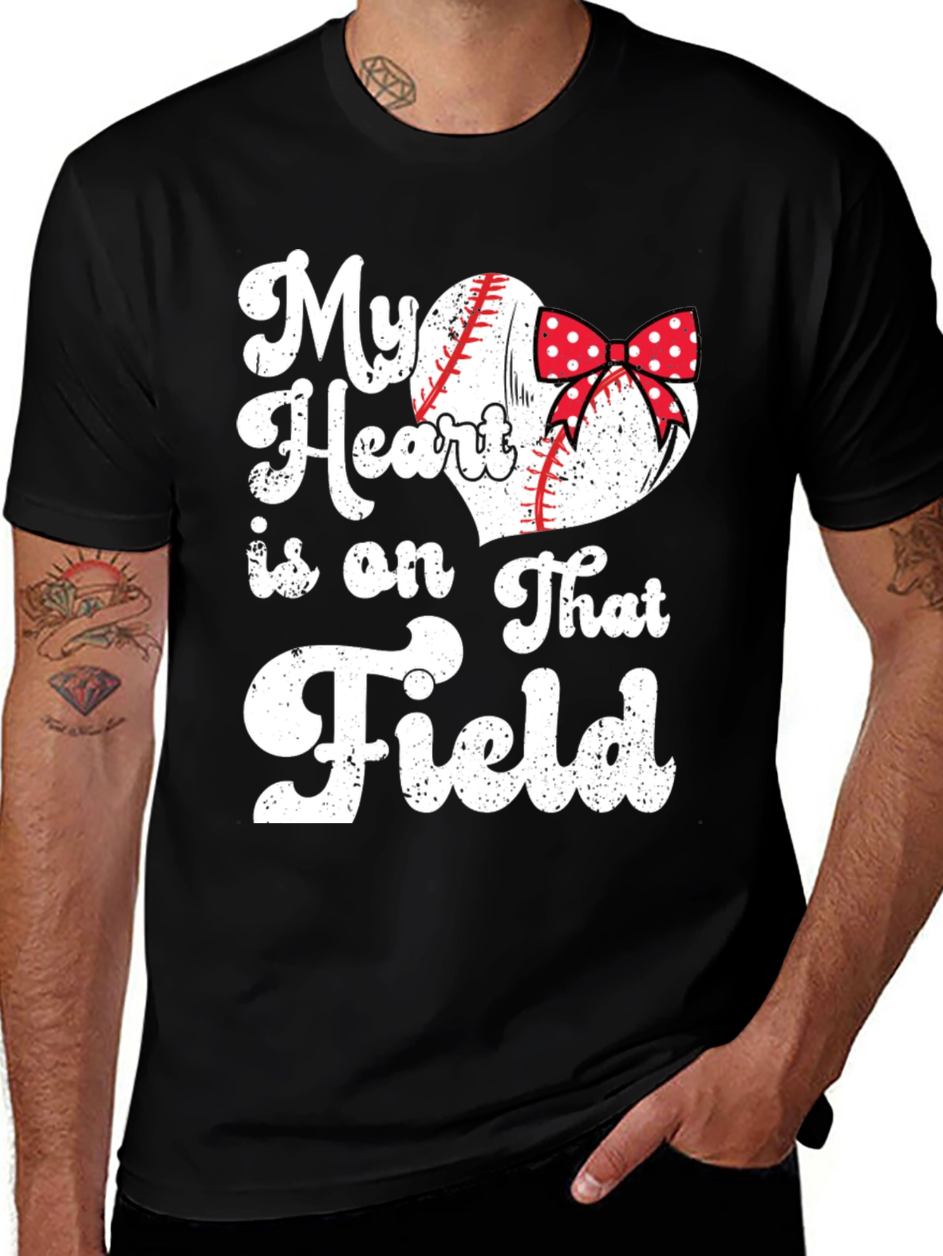 Baseball Mom Heart Field T-Shirt
