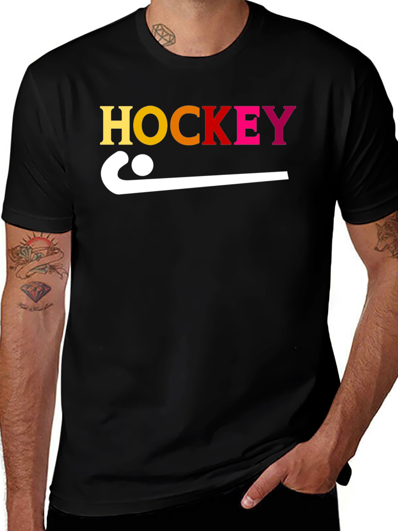 Black Hockey Stick Graphic Tee - Sporty Cotton T-Shirt main image