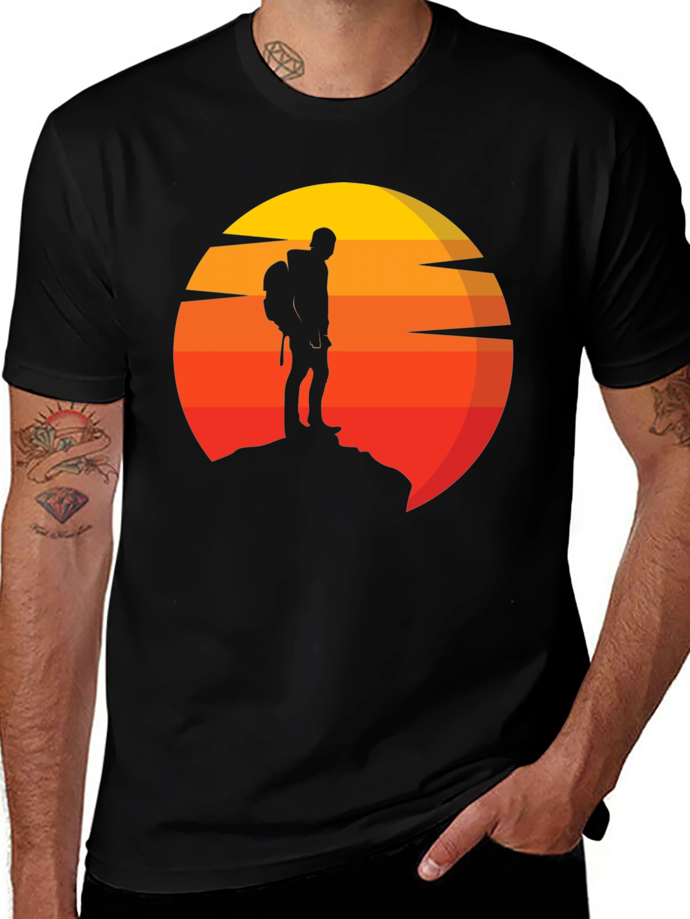 Variant 12 of Sunset Hiker Graphic Tee - Adventure Ready!
