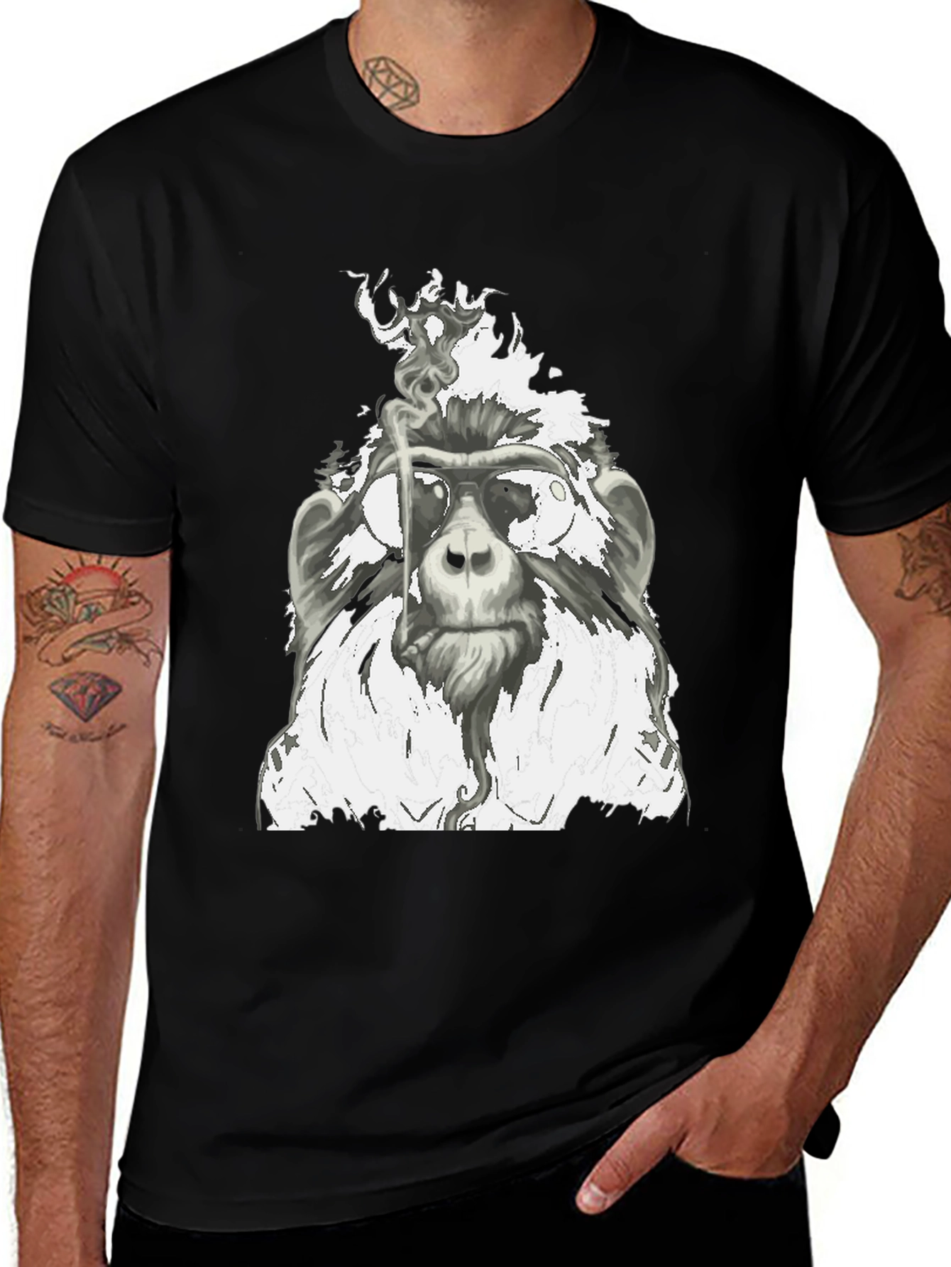 Variant 17 of Cool Monkey Graphic T-Shirt - Black