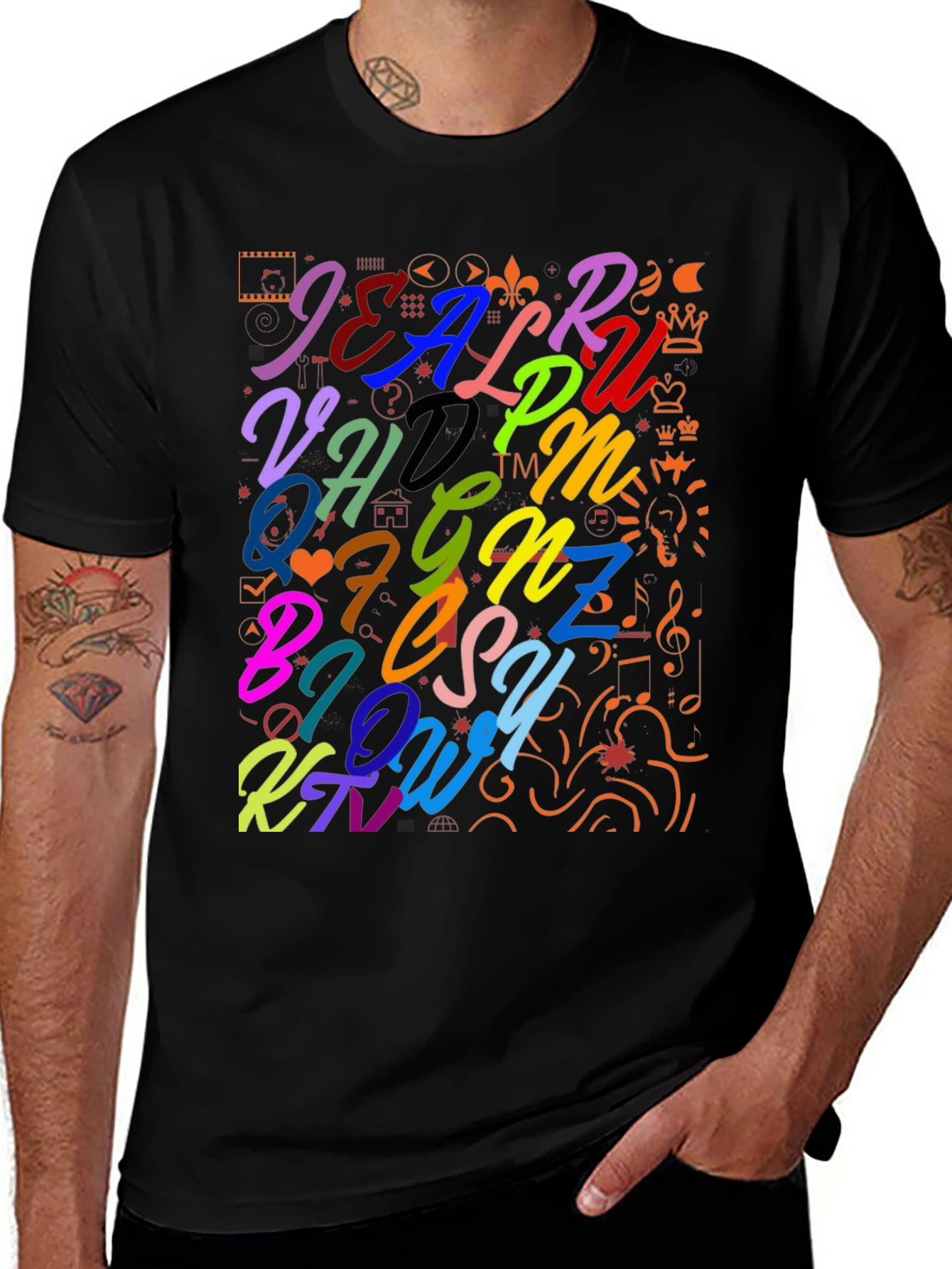Variant 30 of Colorful Alphabet Graphic Print T-Shirt