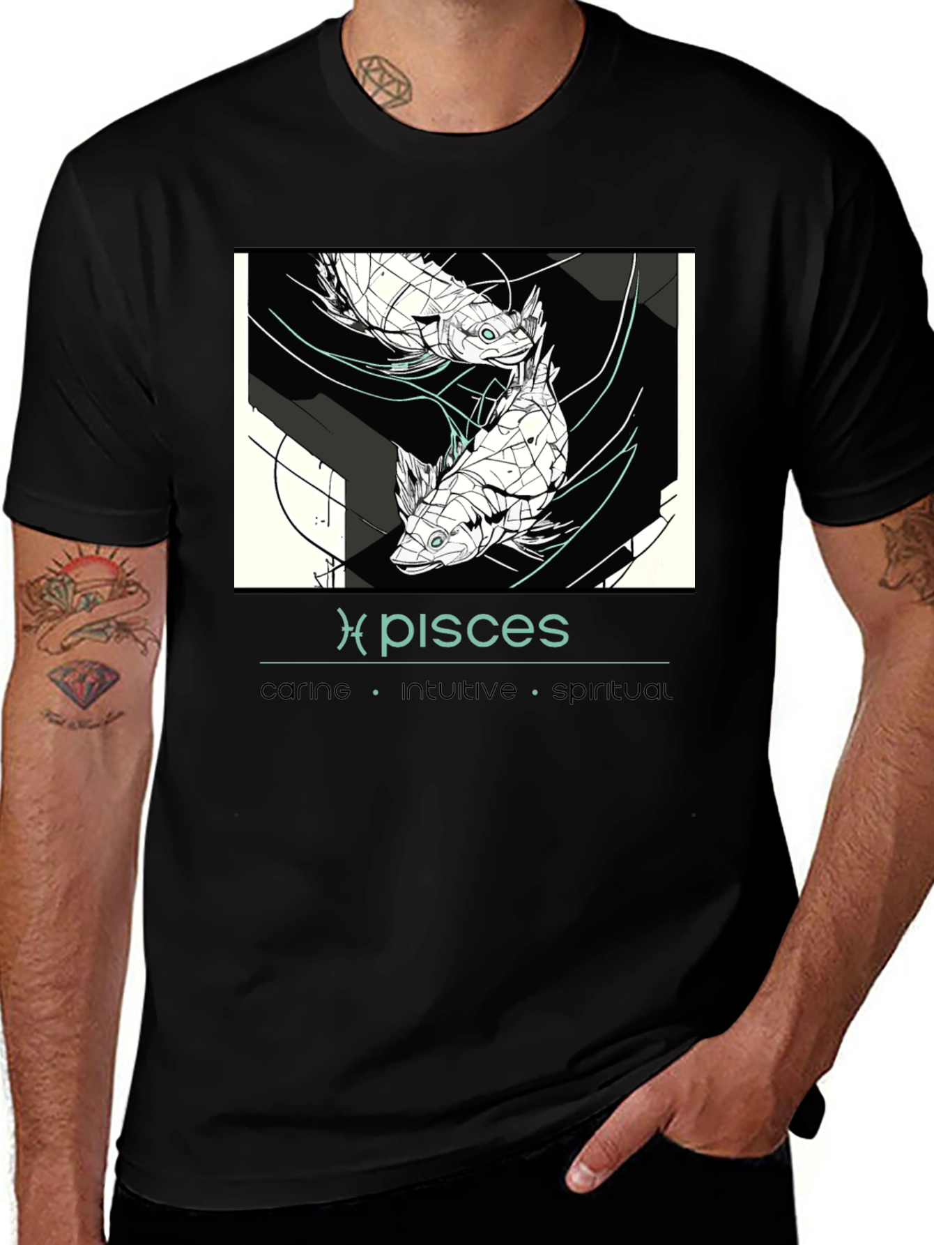 Pisces Zodiac T-Shirt - Caring, Intuitive, Spiritual