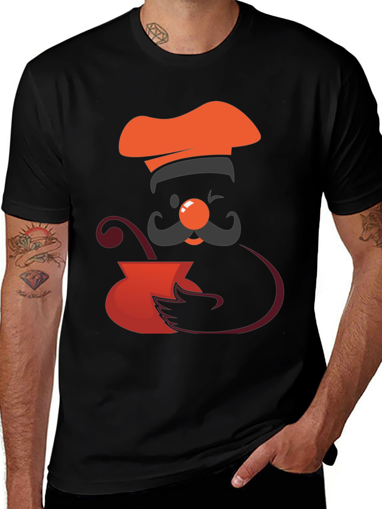 Variant 16 of Chef Cartoon Graphic Black T-Shirt