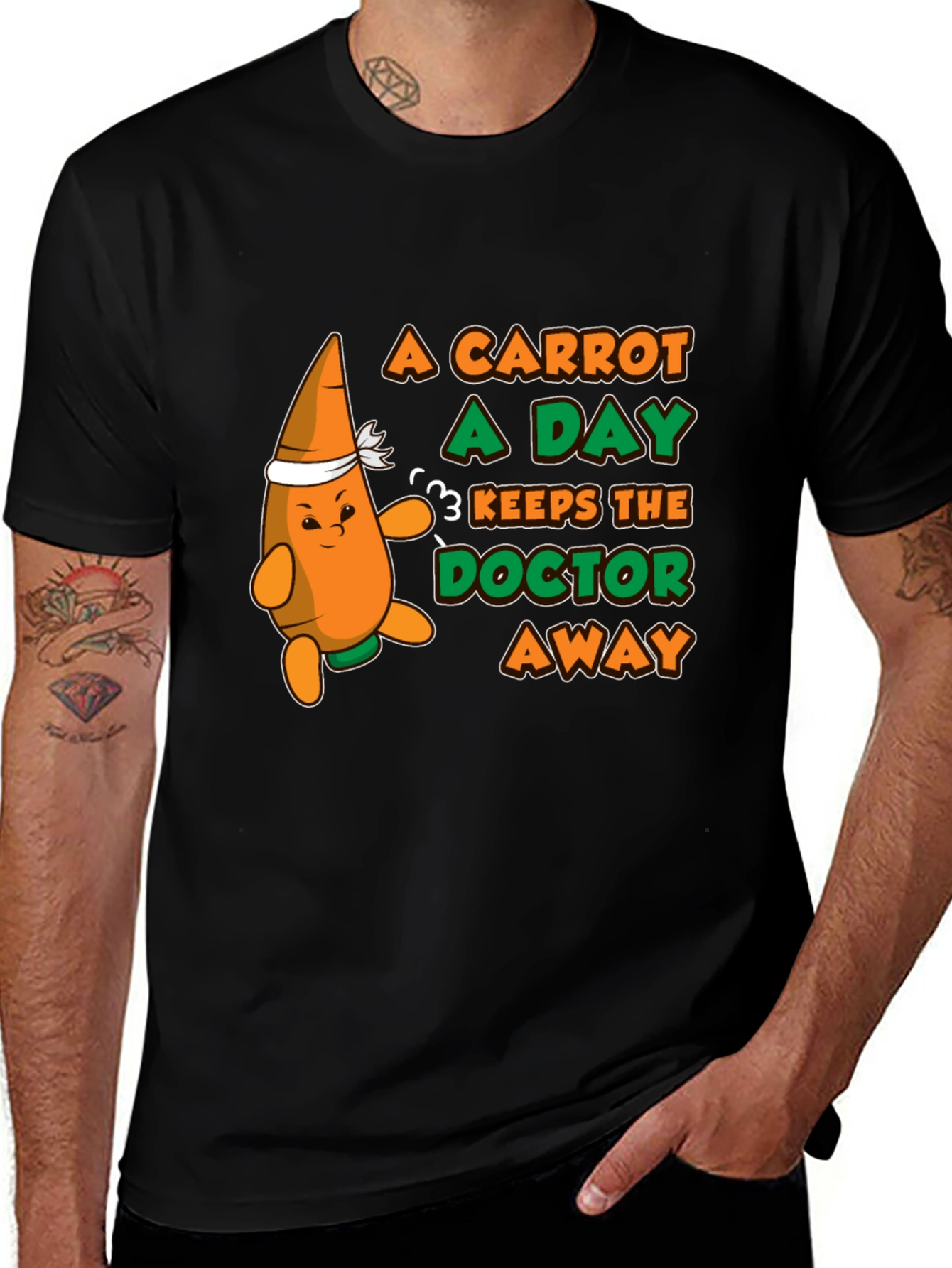 Variant 17 of A Carrot a Day T-Shirt - Funny Health Tee