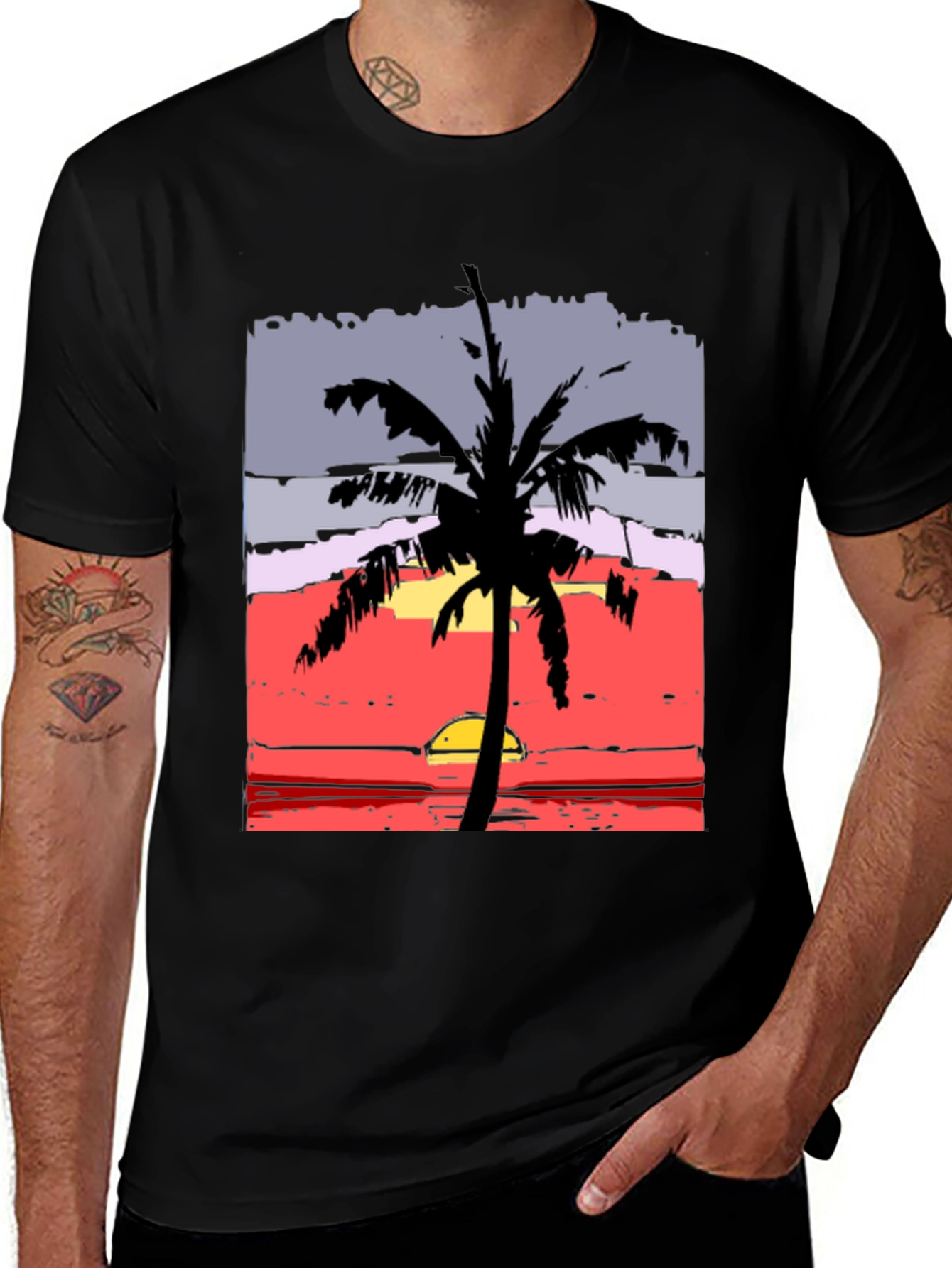 Variant 4 of Tropical Palm Sunset Graphic Tee