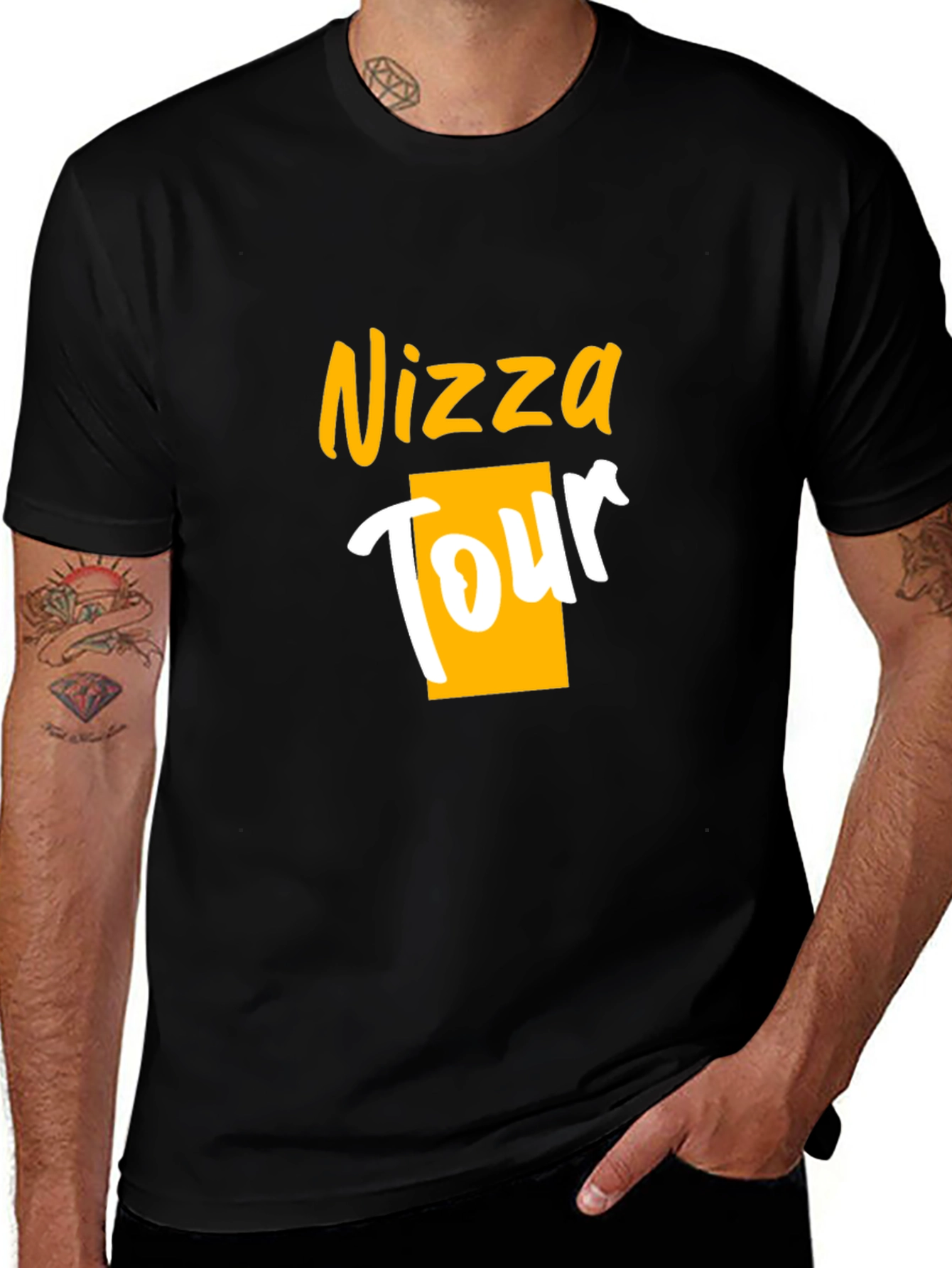 Variant 9 of Nizza Tour Graphic Tee - Black Cotton T-Shirt