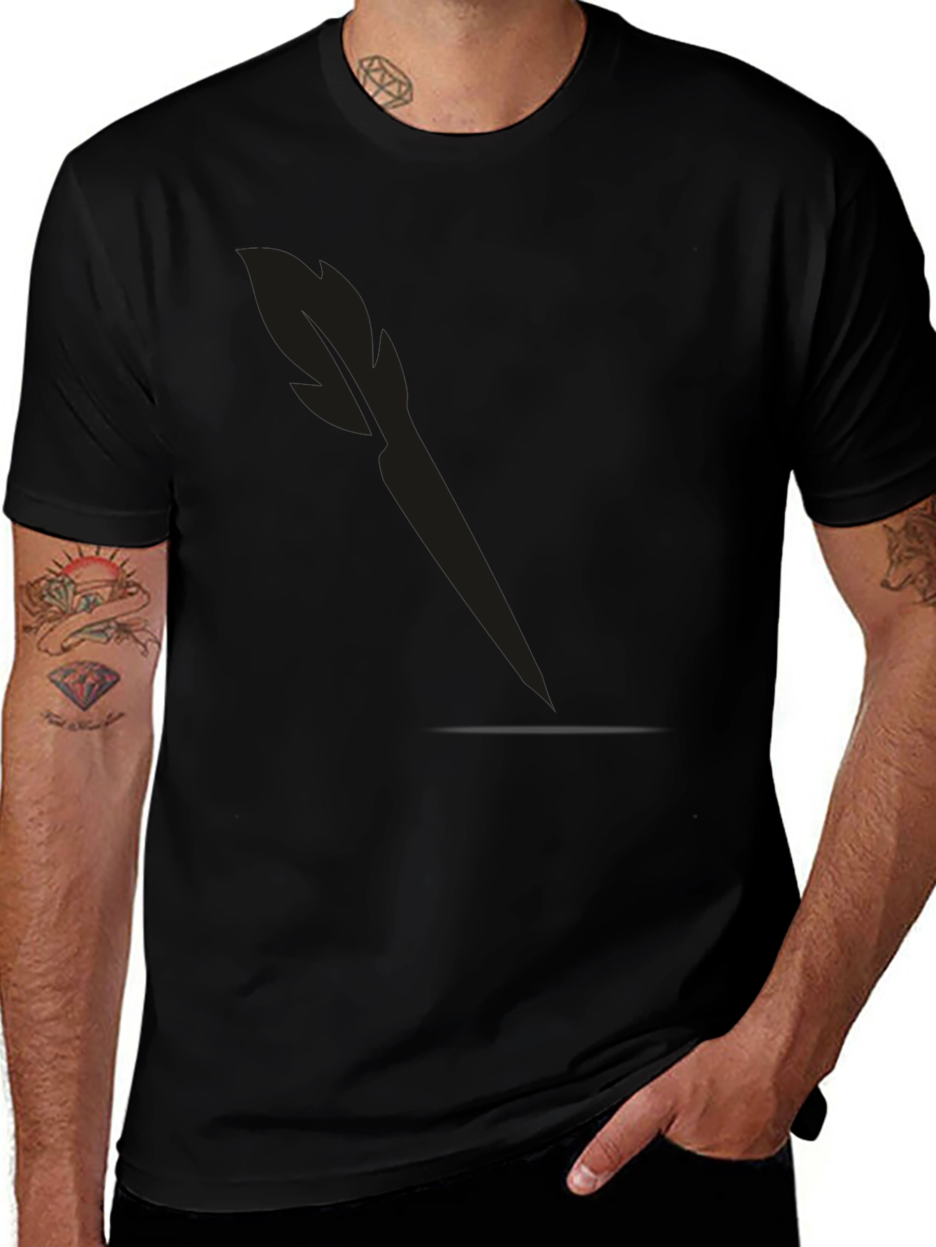 Variant 27 of Men's Solid Black Dart T-Shirt