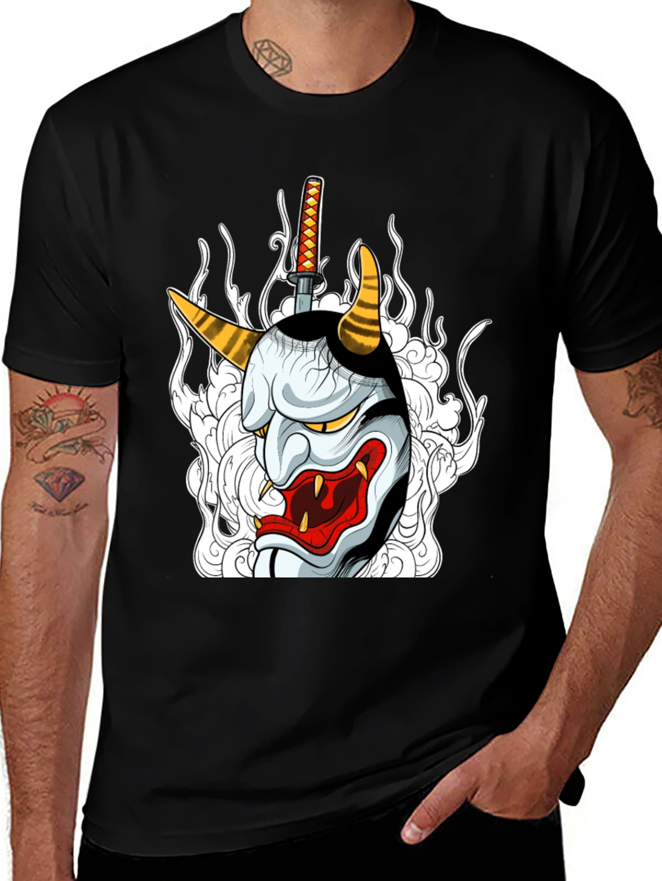 Variant 12 of Hannya Mask Graphic Tee - Black T-Shirt