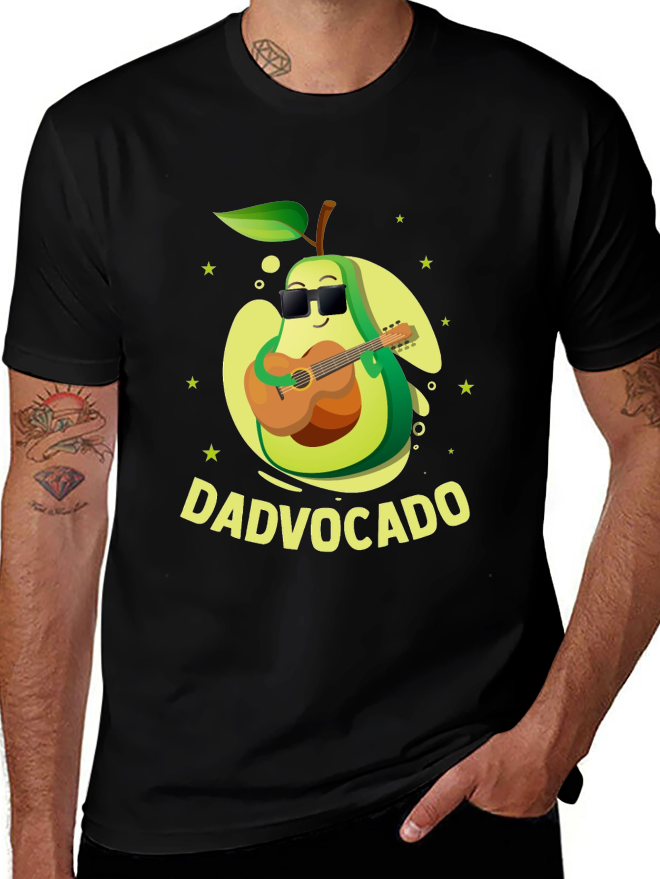 Dadvocado T-Shirt - Avocado Guitarist Tee for Cool Dads
