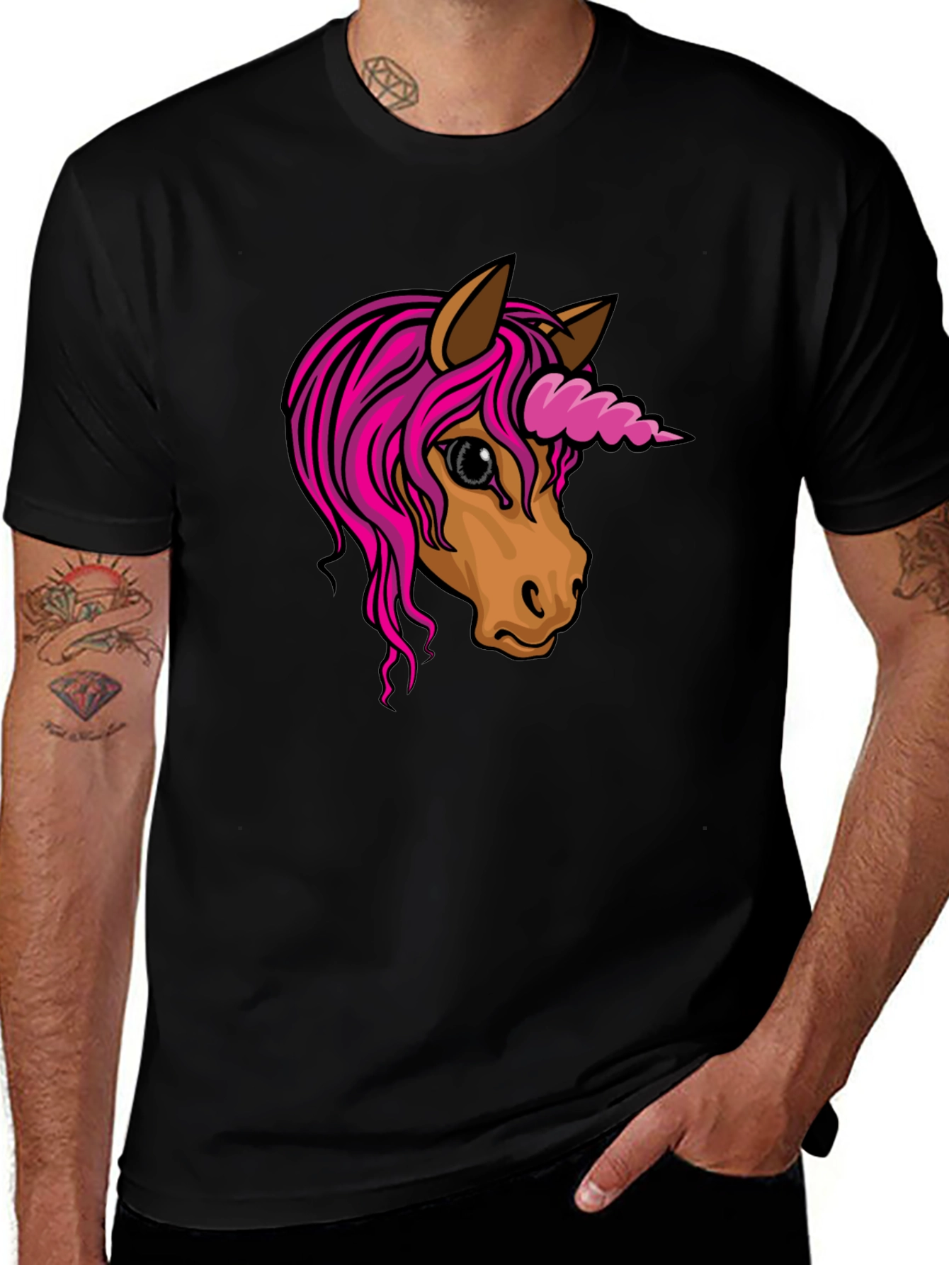 Variant 5 of Unicorn Graphic Tee - Black Cotton Blend