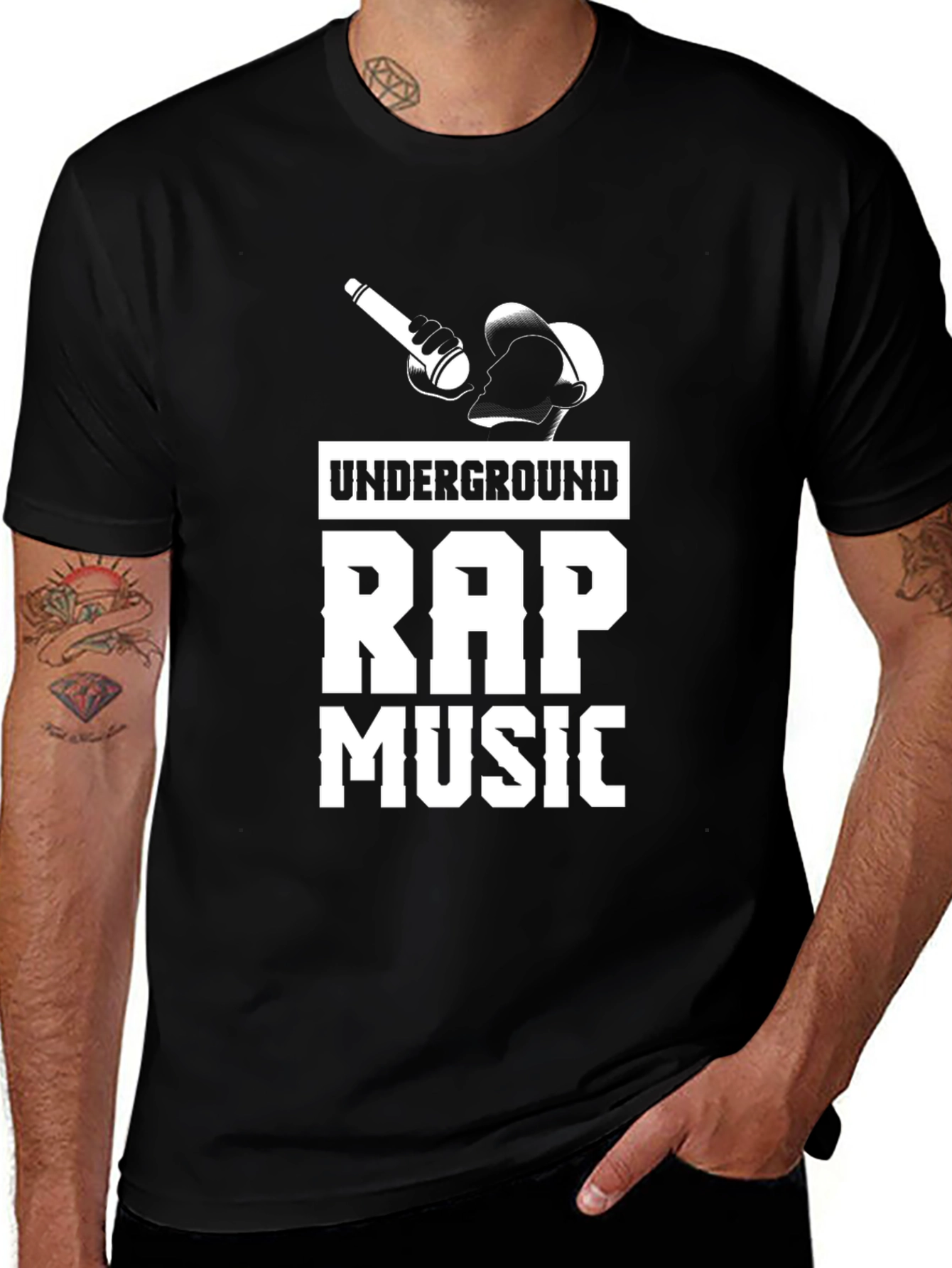 Variant 5 of Underground Rap Music Graphic T-Shirt - Black Cotton Tee