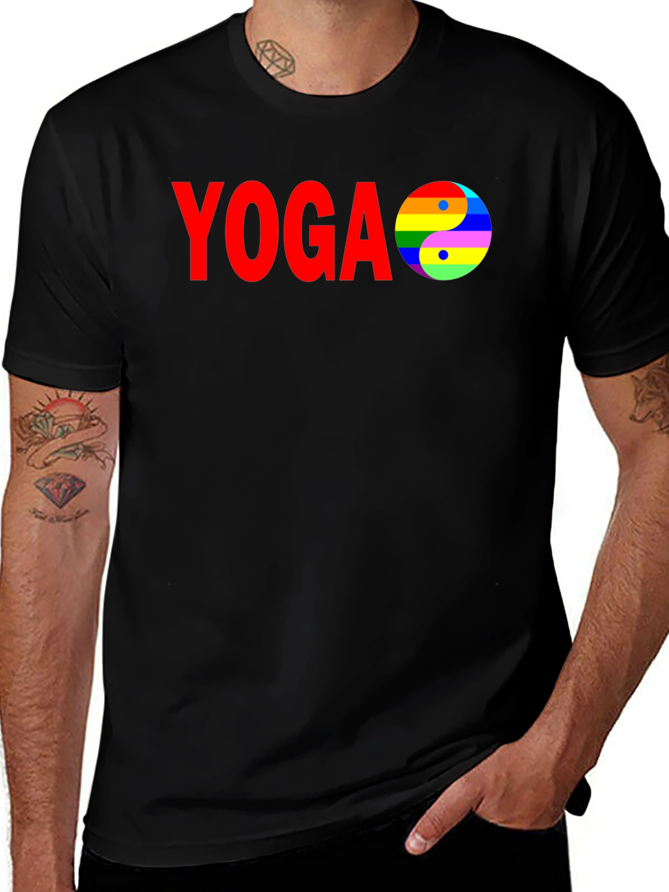 Variant 9 of Yoga Yin Yang Rainbow T-Shirt - Peace & Pride