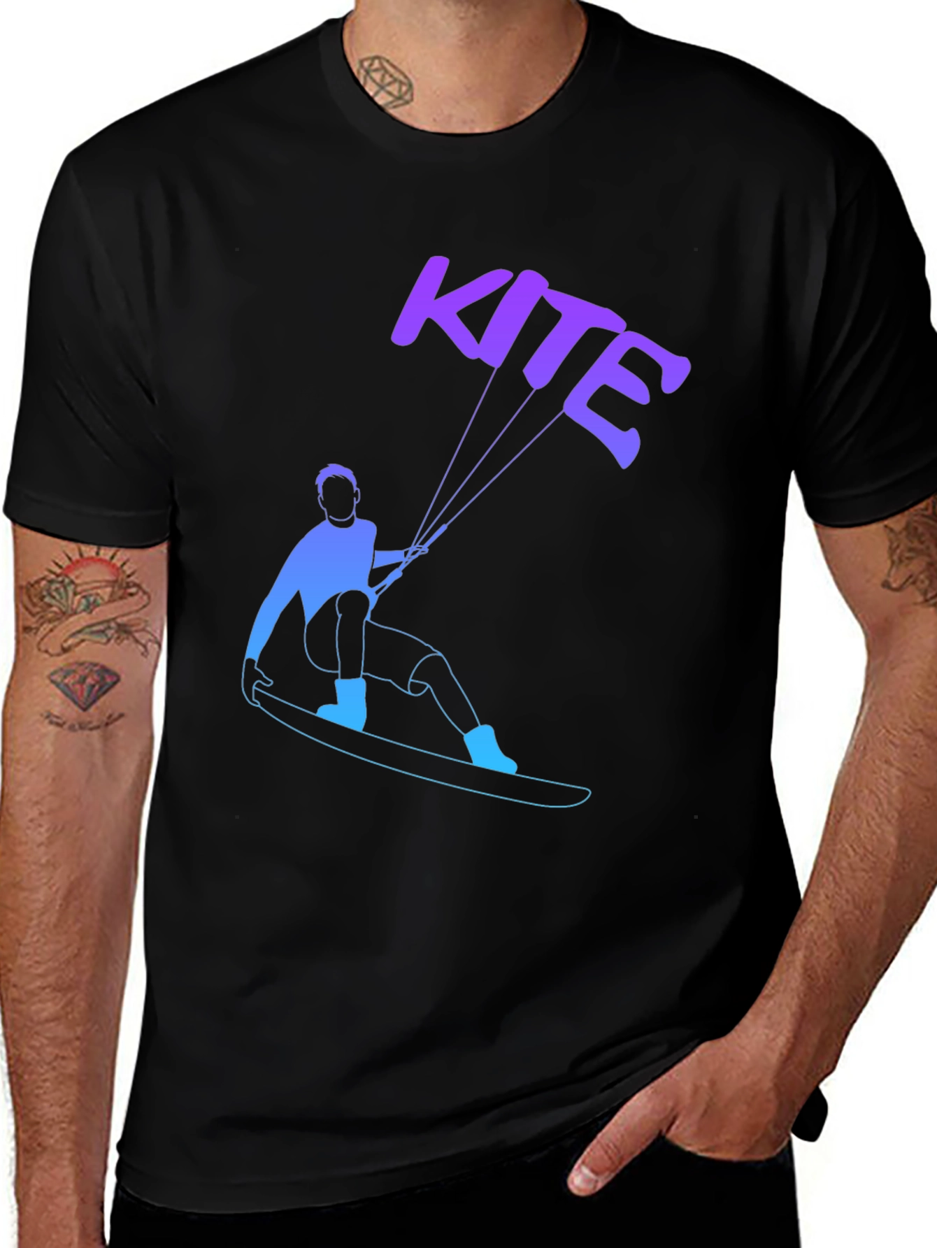 Variant 26 of Kiteboarding T-Shirt - Black Graphic Tee