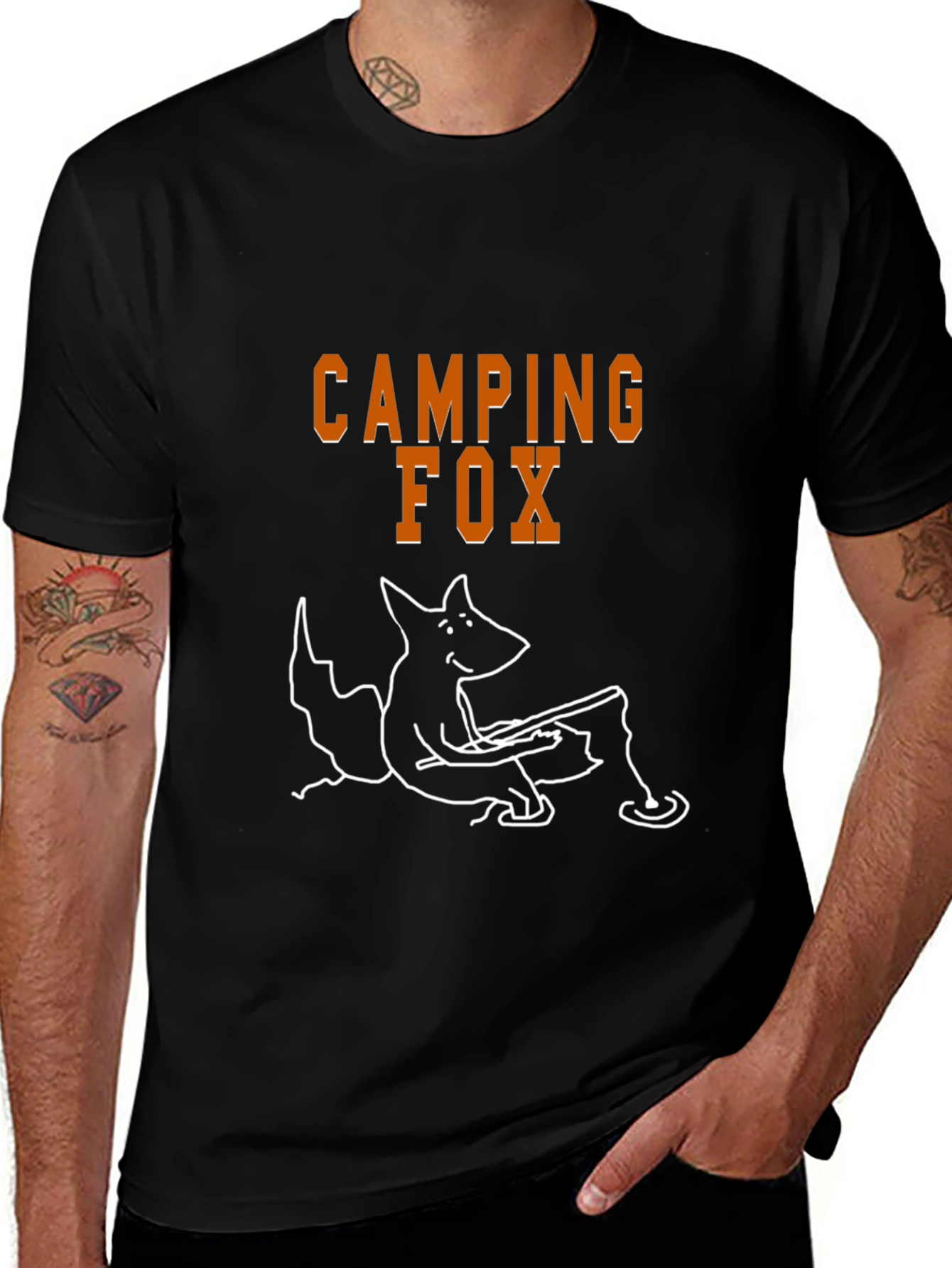 Variant 4 of Camping Fox Graphic Tee - Black Cotton T-Shirt