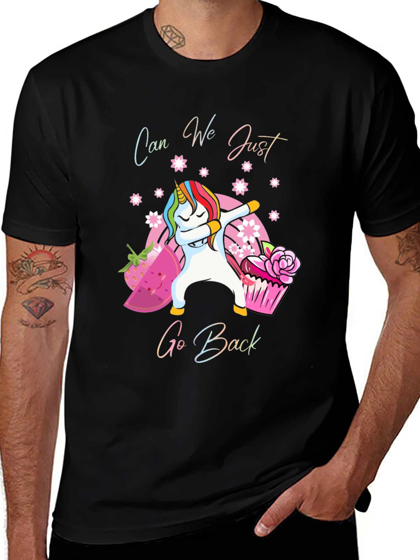 Variant 29 of Unicorn Dabbing Graphic Tee - "Can We Just Go Back"
