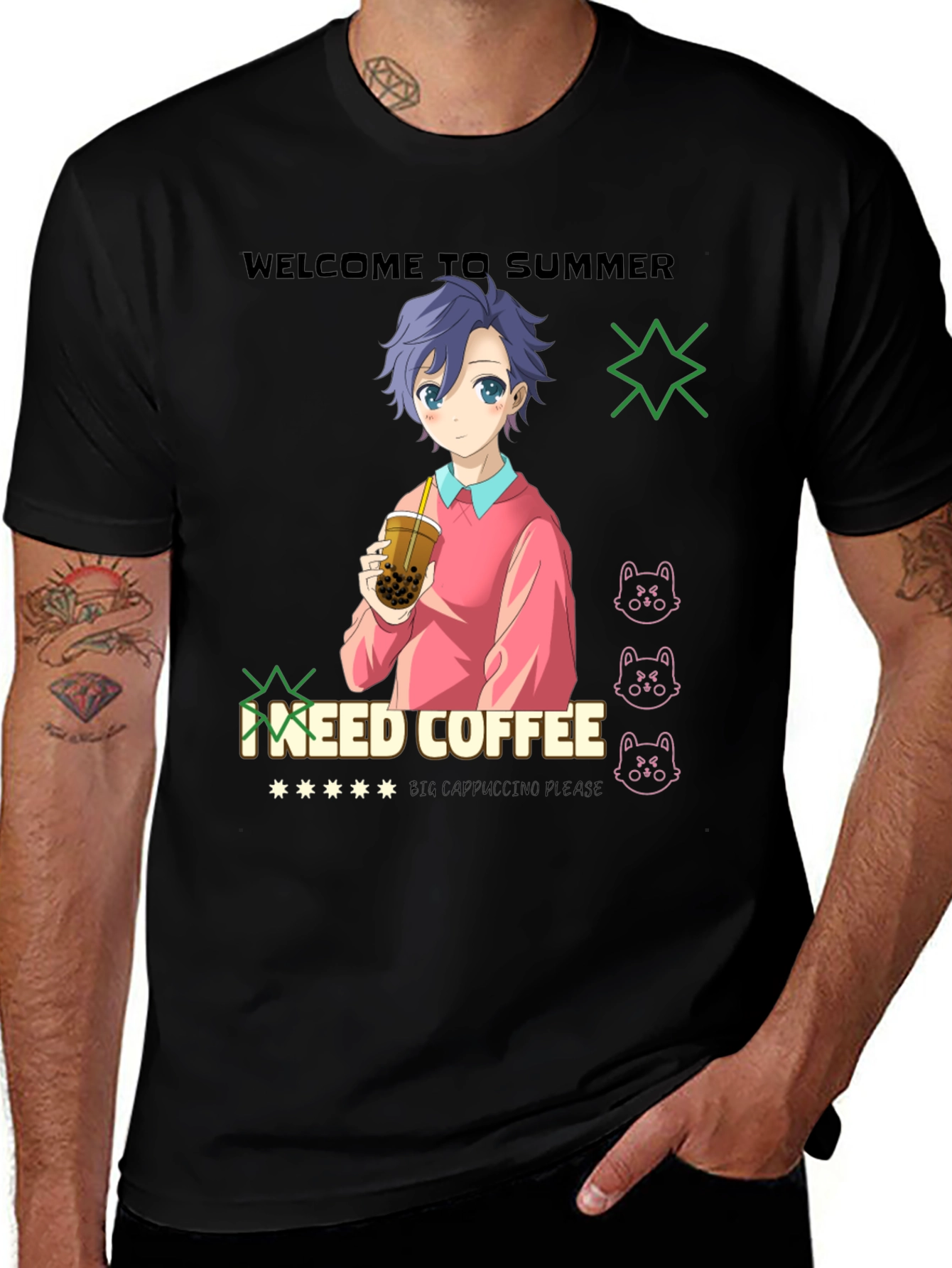 Variant 15 of Anime Boba Coffee T-Shirt - Summer Ready