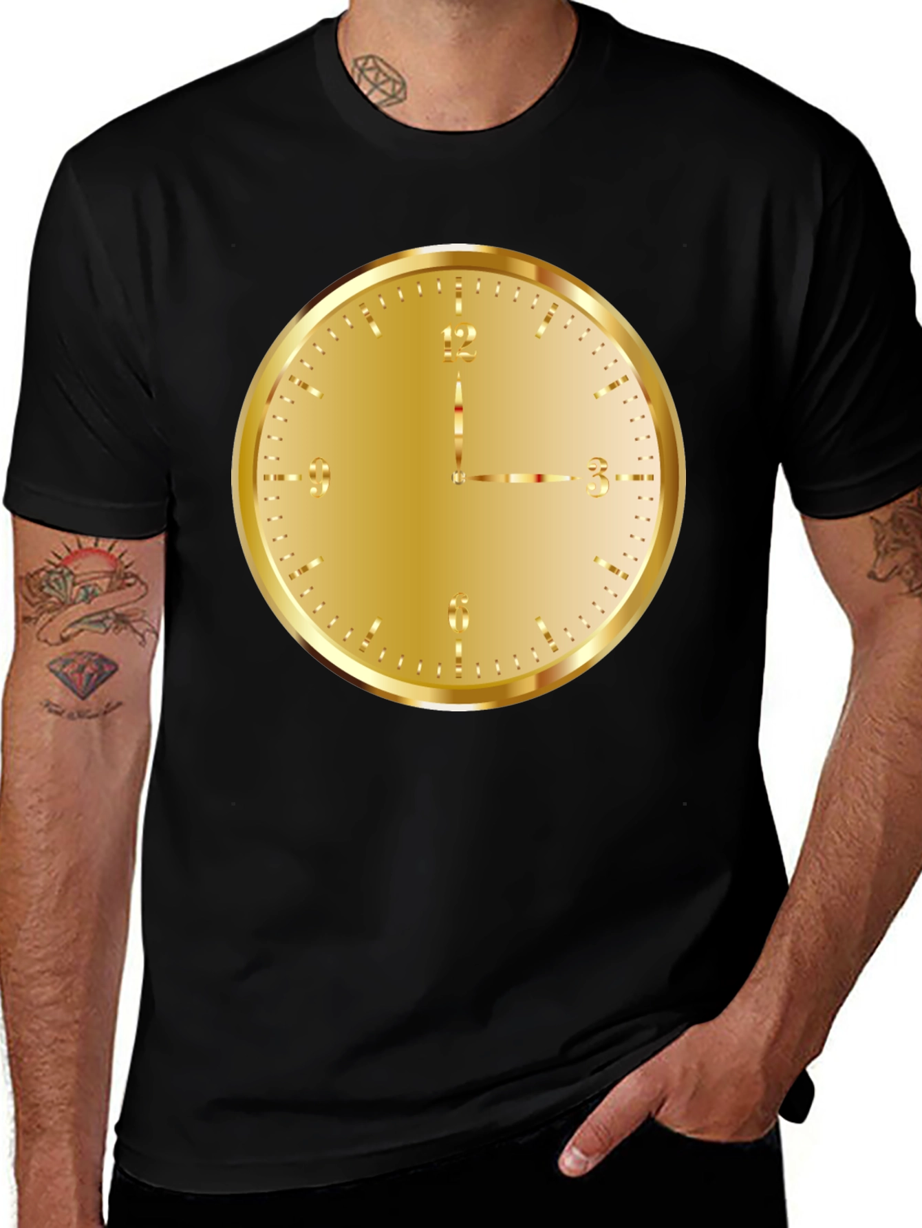 Variant 18 of Gold Clock Graphic Tee - Stylish Unisex T-Shirt
