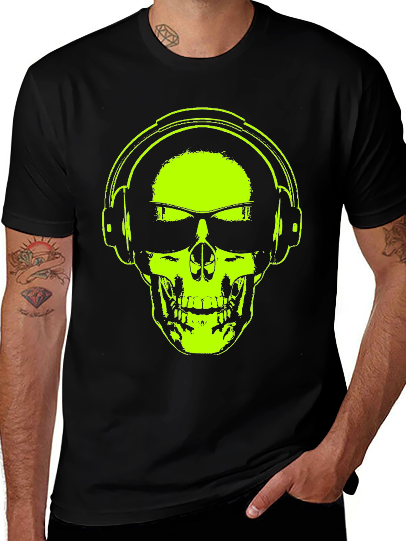 Variant 20 of Skull Headphones T-Shirt - Vibrant Graphic Tee