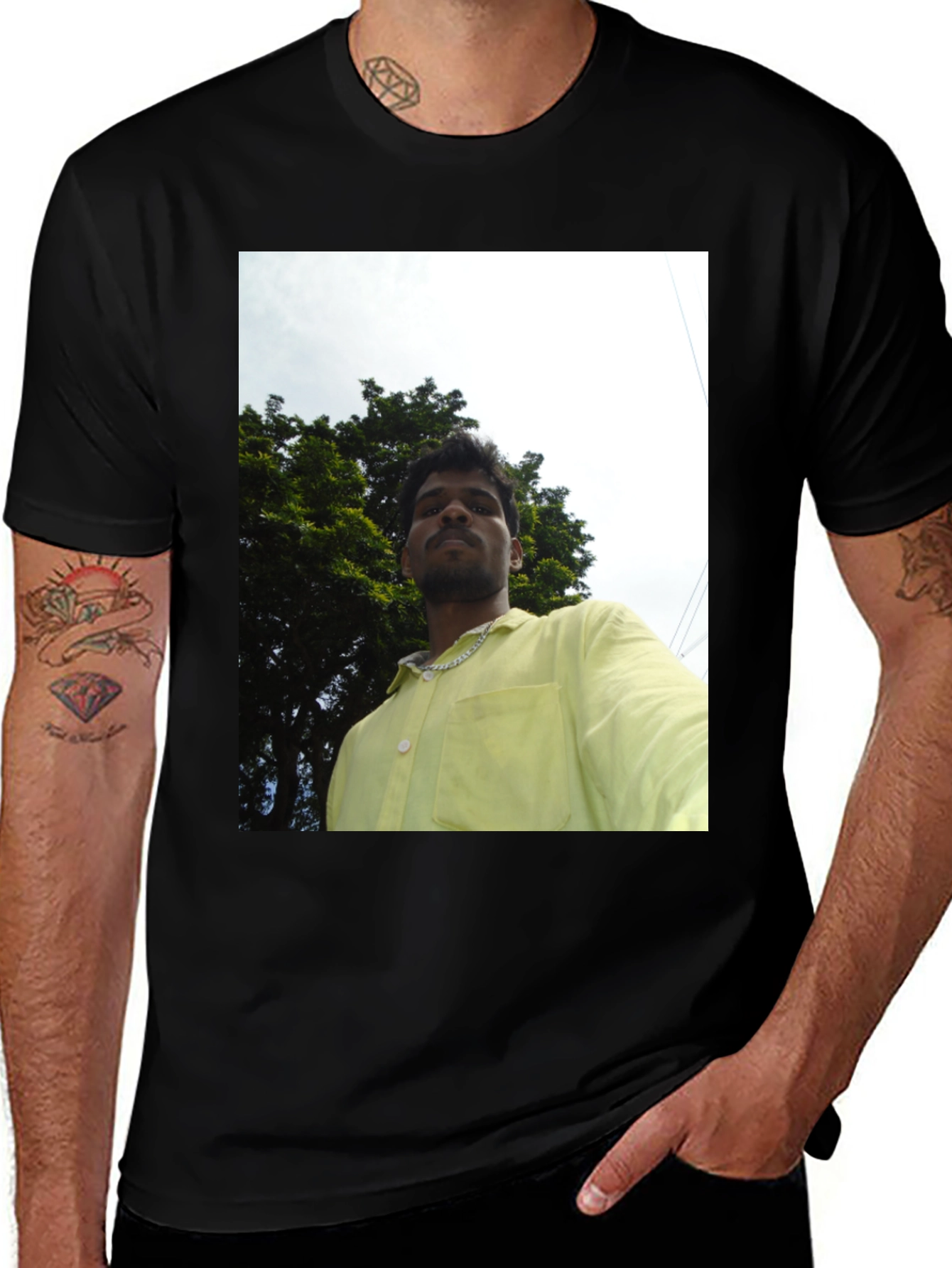 Variant 15 of Black T-Shirt with Man Print