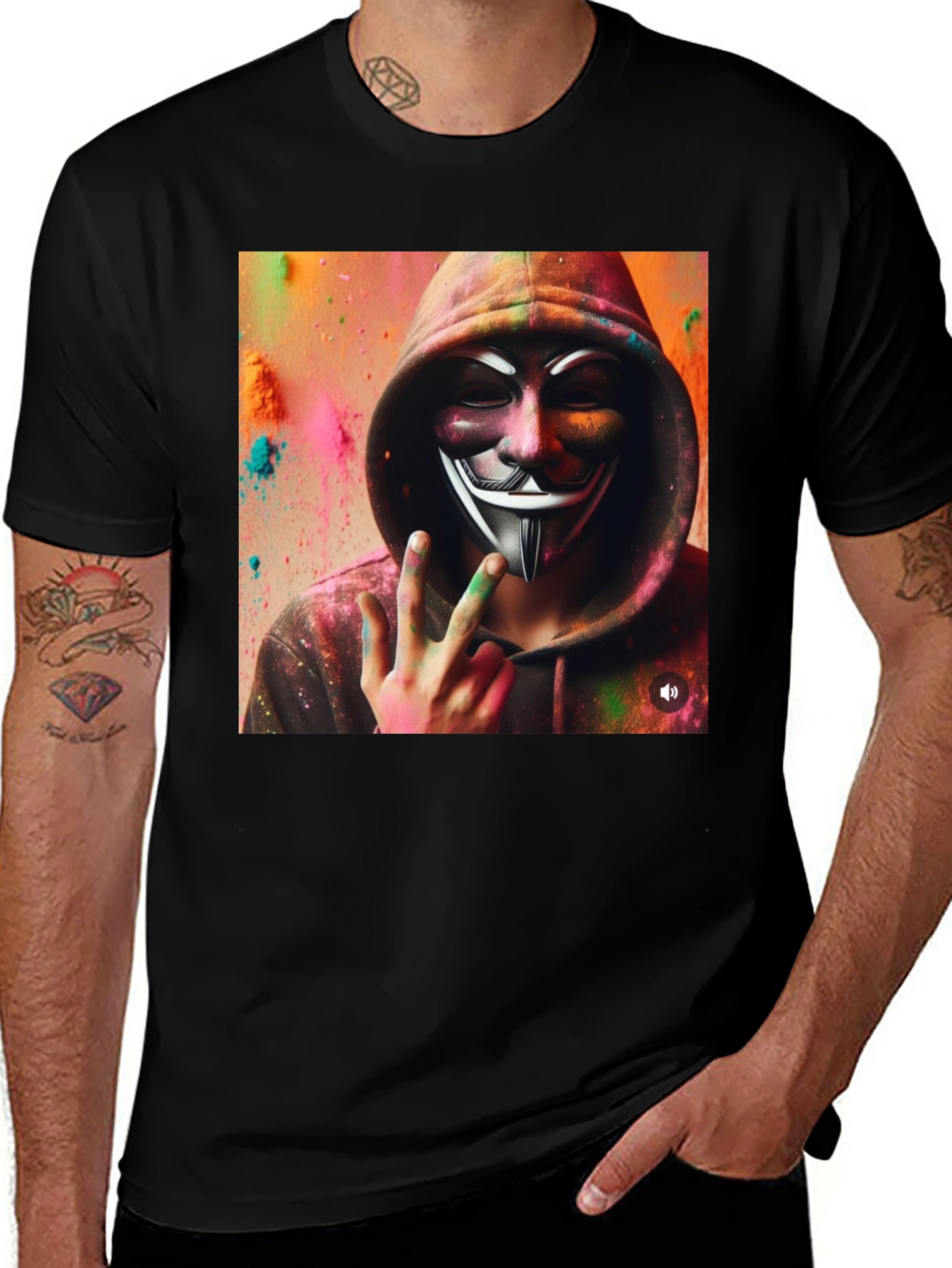 Anonymous Mask Graphic Print Tee
