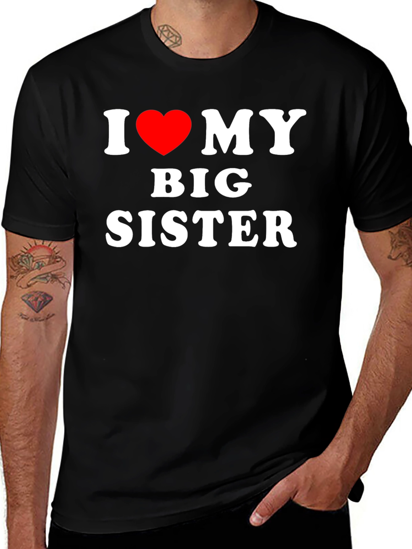 Variant 24 of I Heart My Big Sister Black T-Shirt