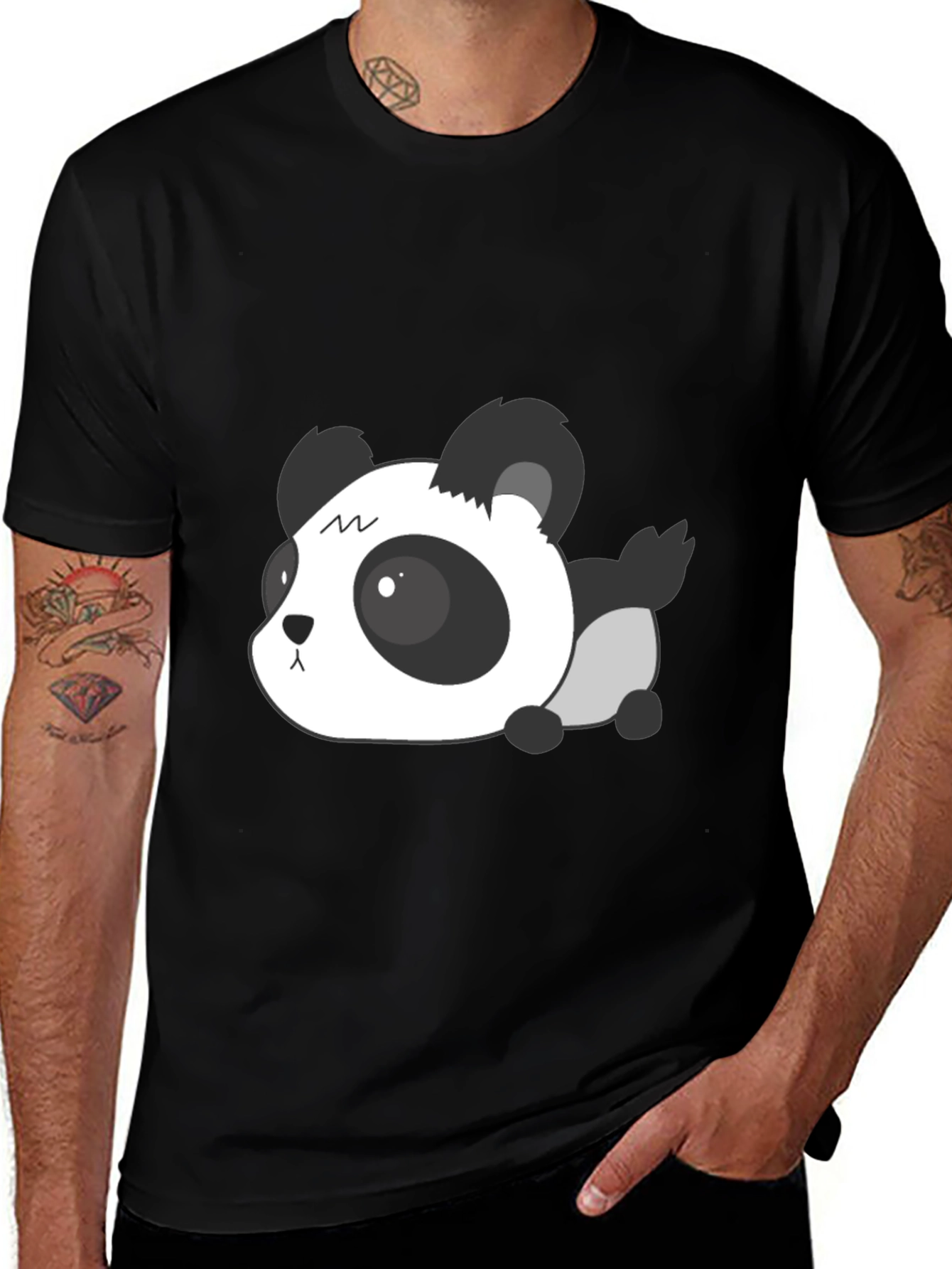 Variant 16 of Cute Panda Graphic Tee - Soft Black T-Shirt