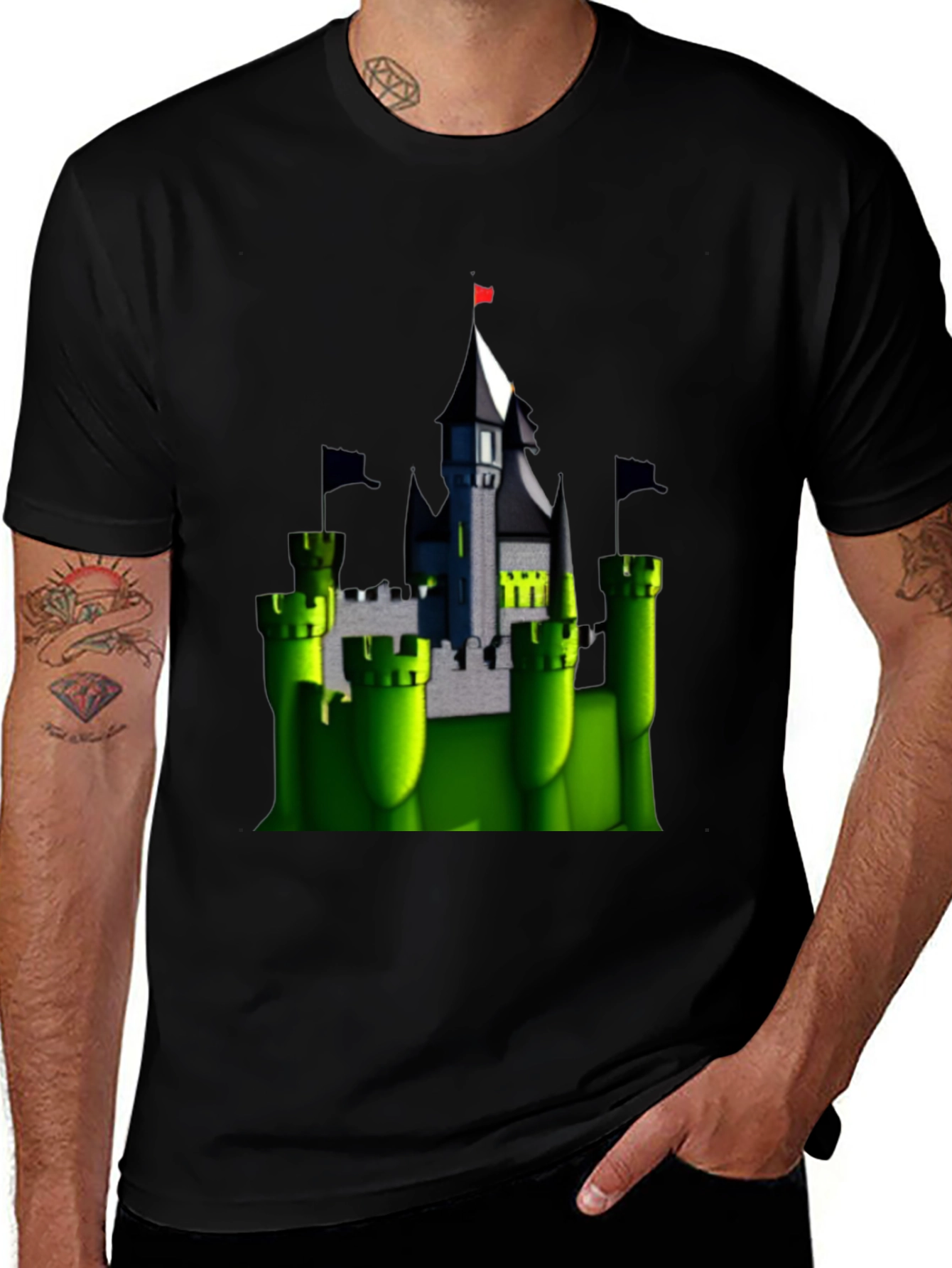 Variant 3 of Enchanted Castle T-Shirt - Black Cotton Tee