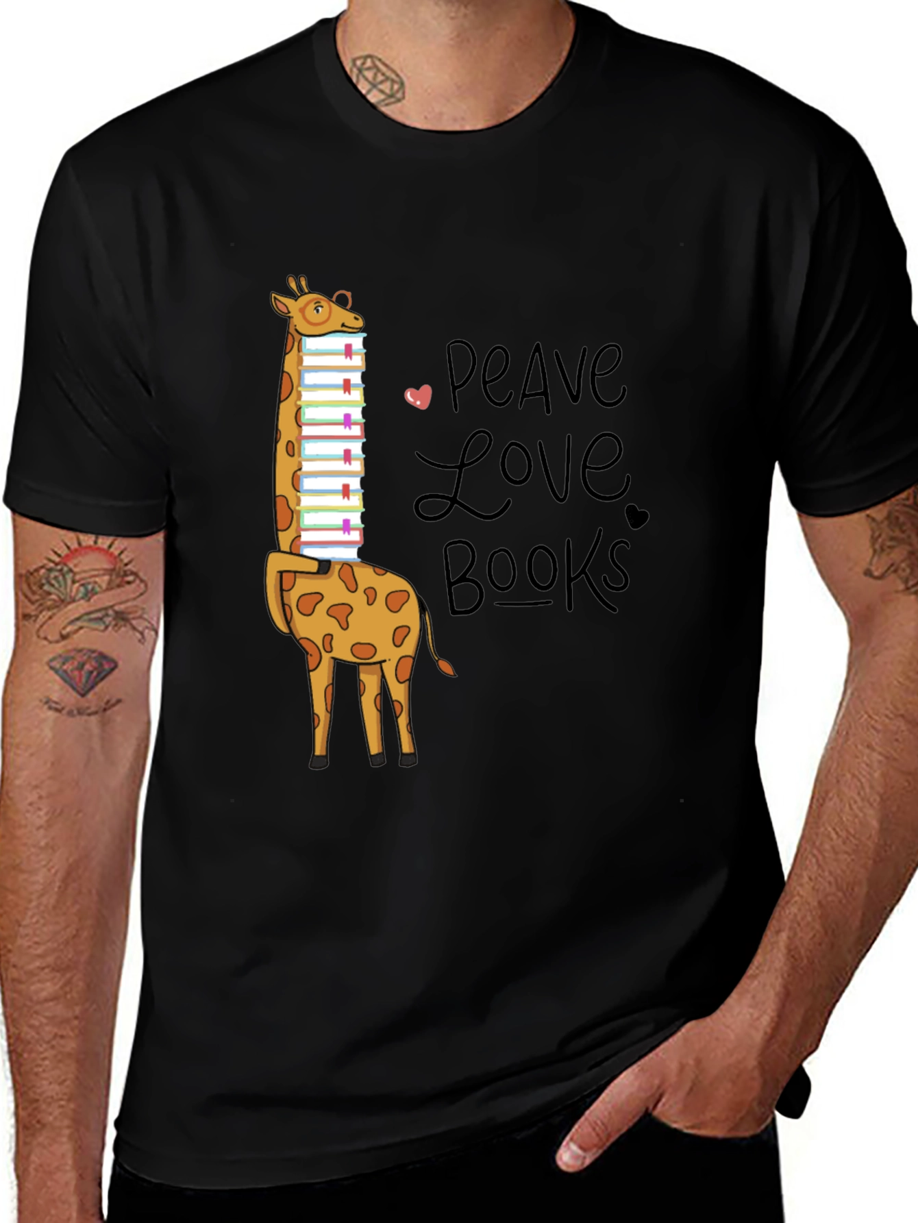 Variant 17 of Peace Love Books Giraffe T-Shirt