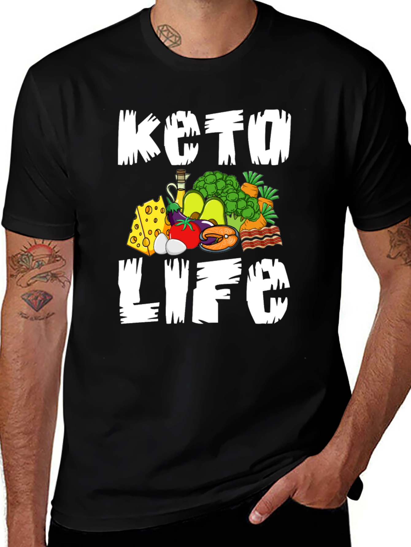Keto Life Graphic T-Shirt Black Casual