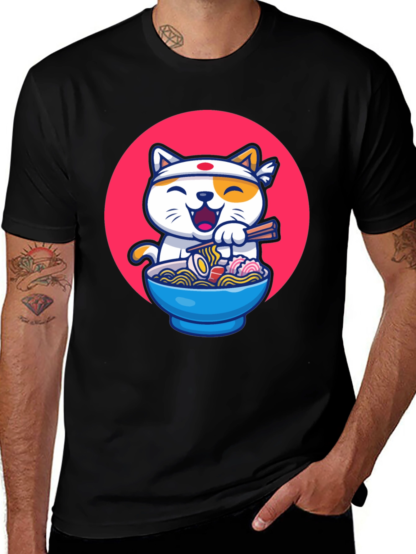 Variant 6 of Ramen Cat Graphic T-Shirt - Japanese Anime Style