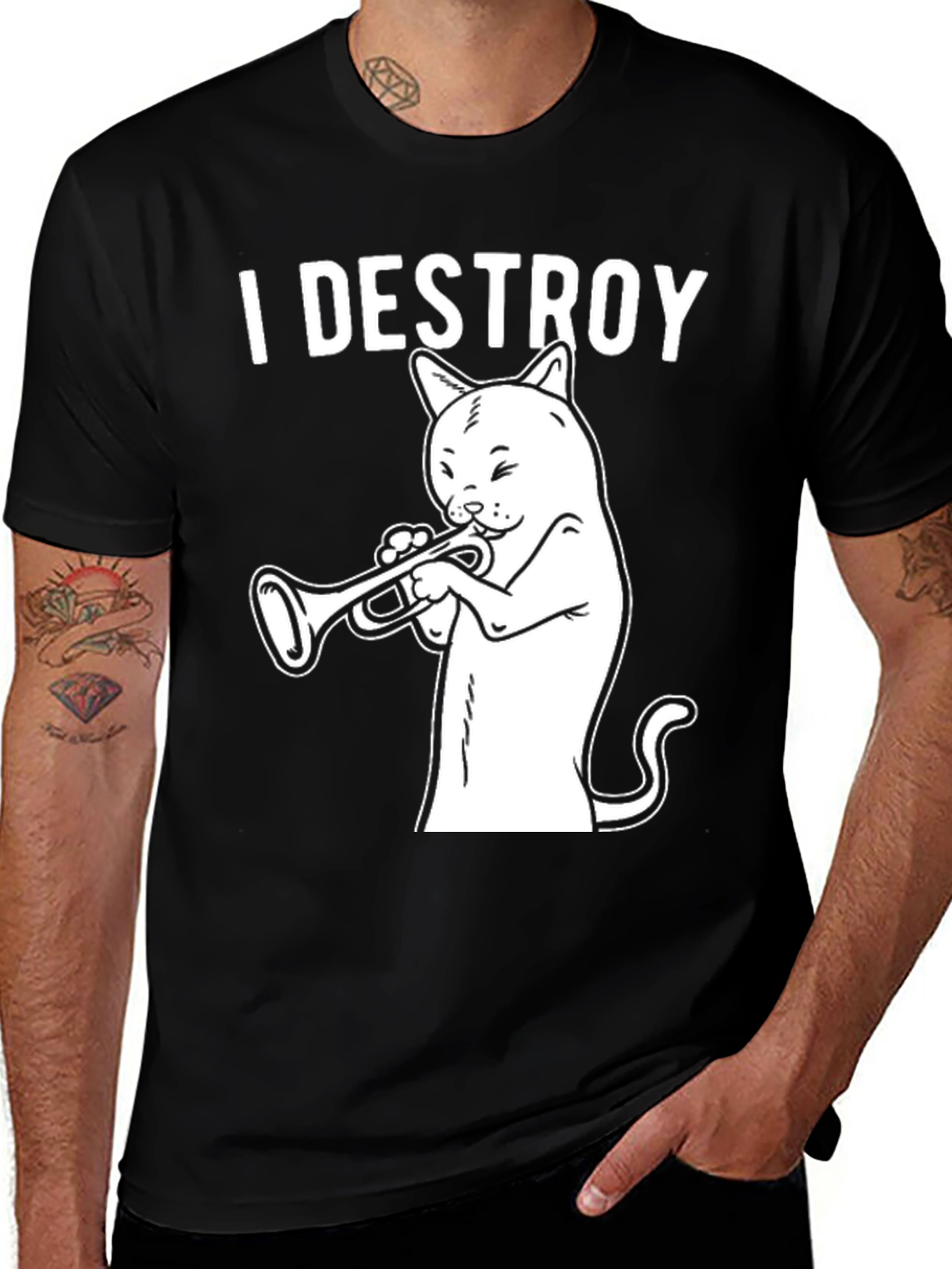 Variant 8 of I Destroy Cat Trumpet T-Shirt