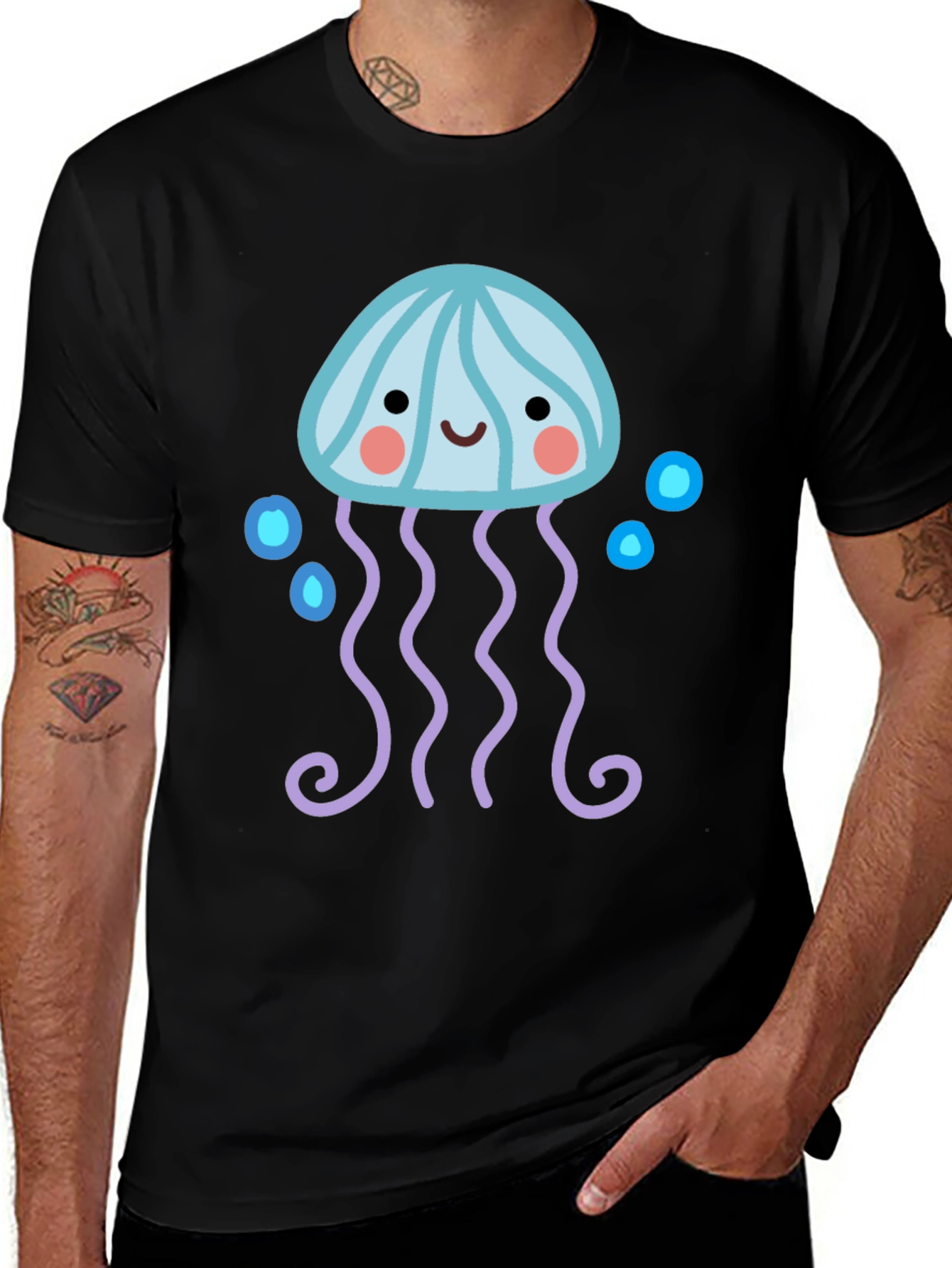 Variant 9 of Cute Jellyfish Graphic T-Shirt - Black