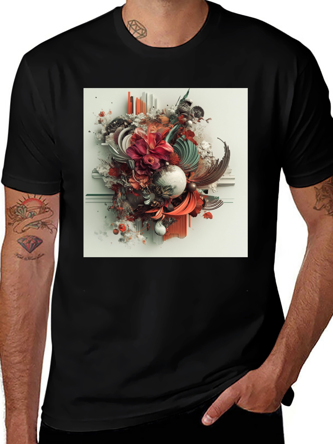 Variant 21 of Floral Burst Graphic Tee - Modern Art Style