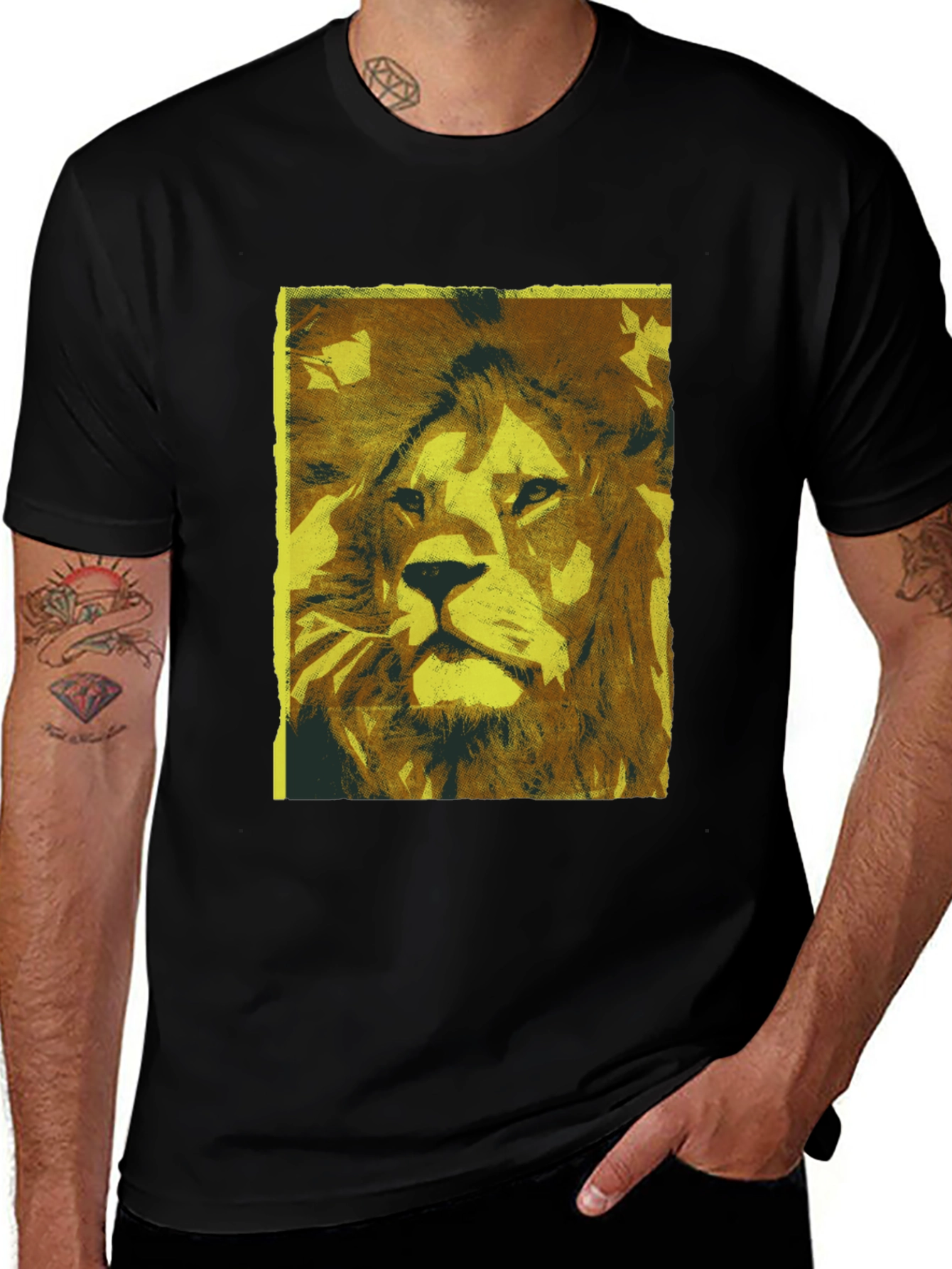 Variant 4 of Lion Graphic Print Black T-Shirt