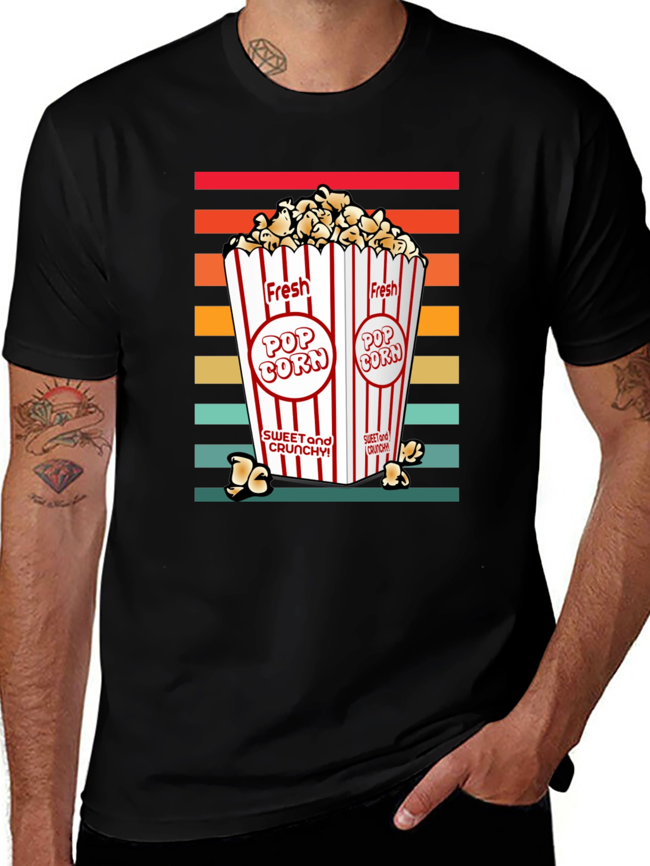Variant 5 of Retro Popcorn T-Shirt: Fresh, Sweet & Crunchy Tee!