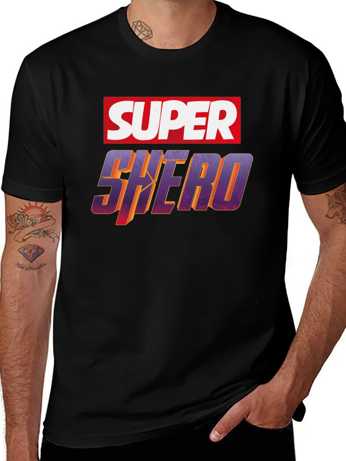 Variant 4 of Super Shero Graphic Tee - Black Unisex T-Shirt