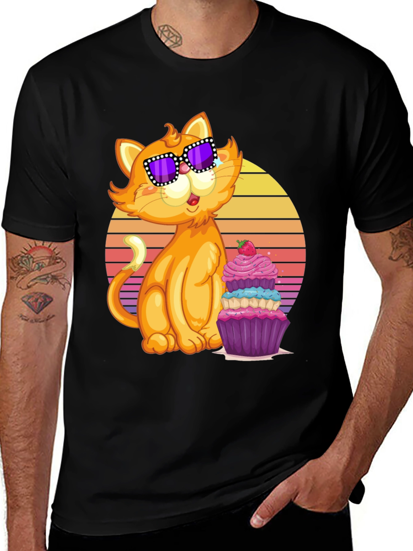 Variant 20 of Cool Cat with Cupcake T-Shirt
