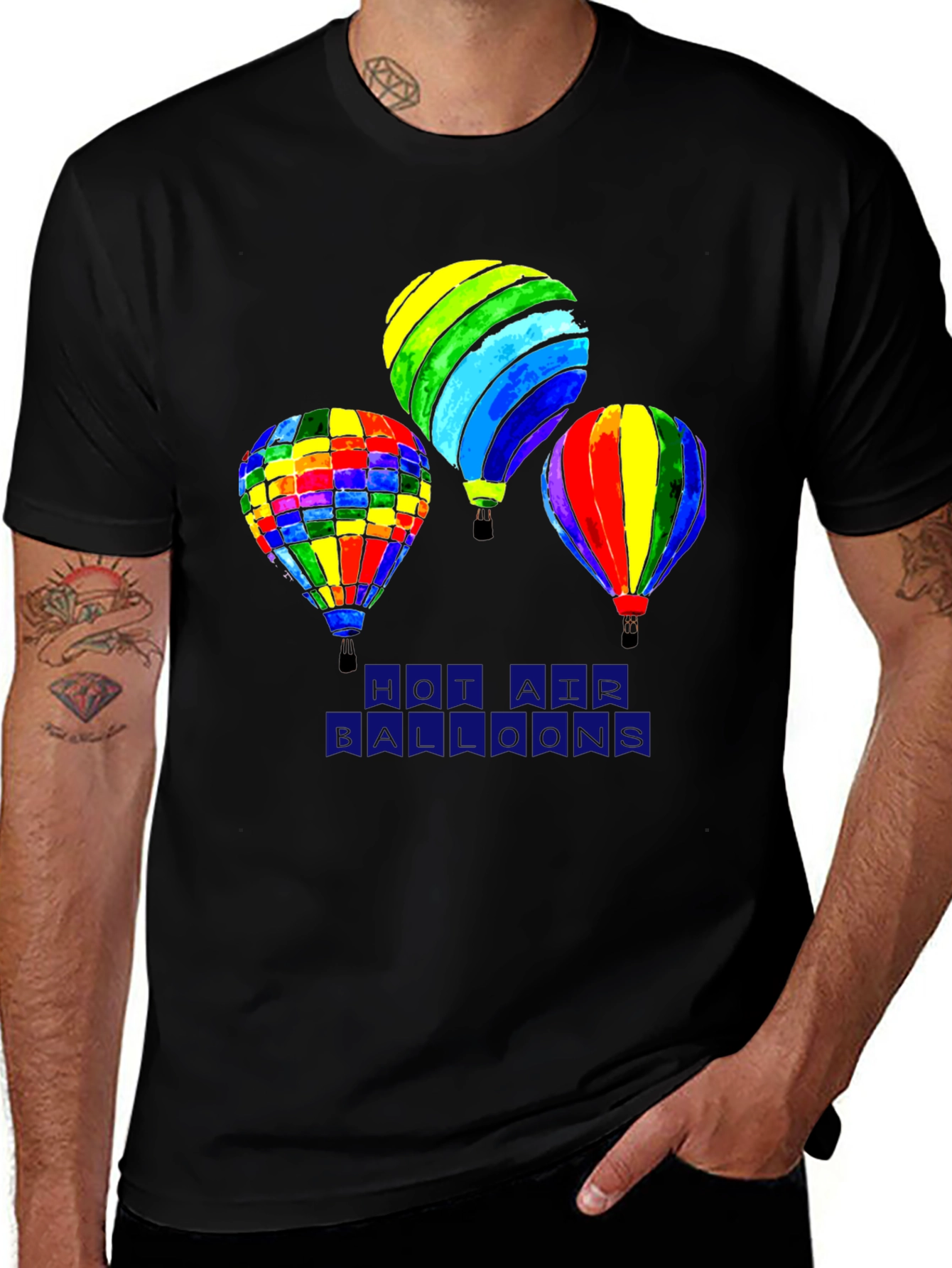 Variant 20 of Hot Air Balloon Graphic Tee - Colorful Design