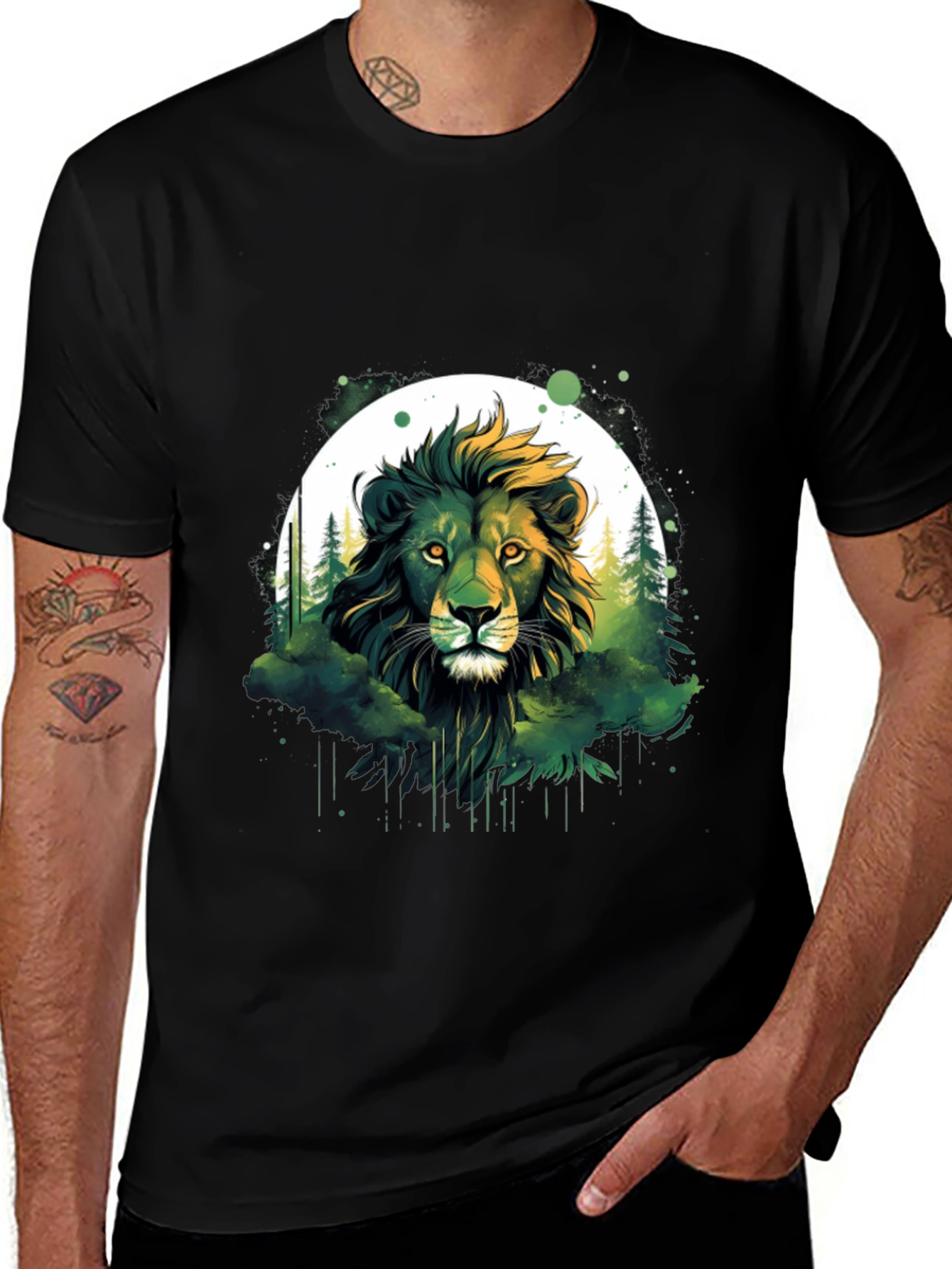 Variant 30 of Lion Forest Graphic Tee - Nature Inspired Design