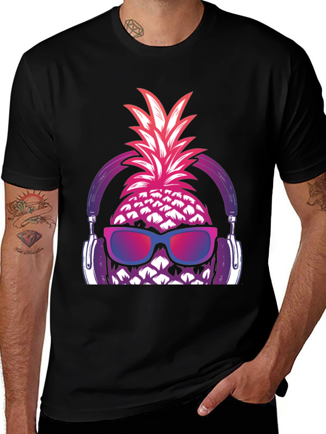 Variant 8 of Cool Pineapple Graphic Tee - Black
