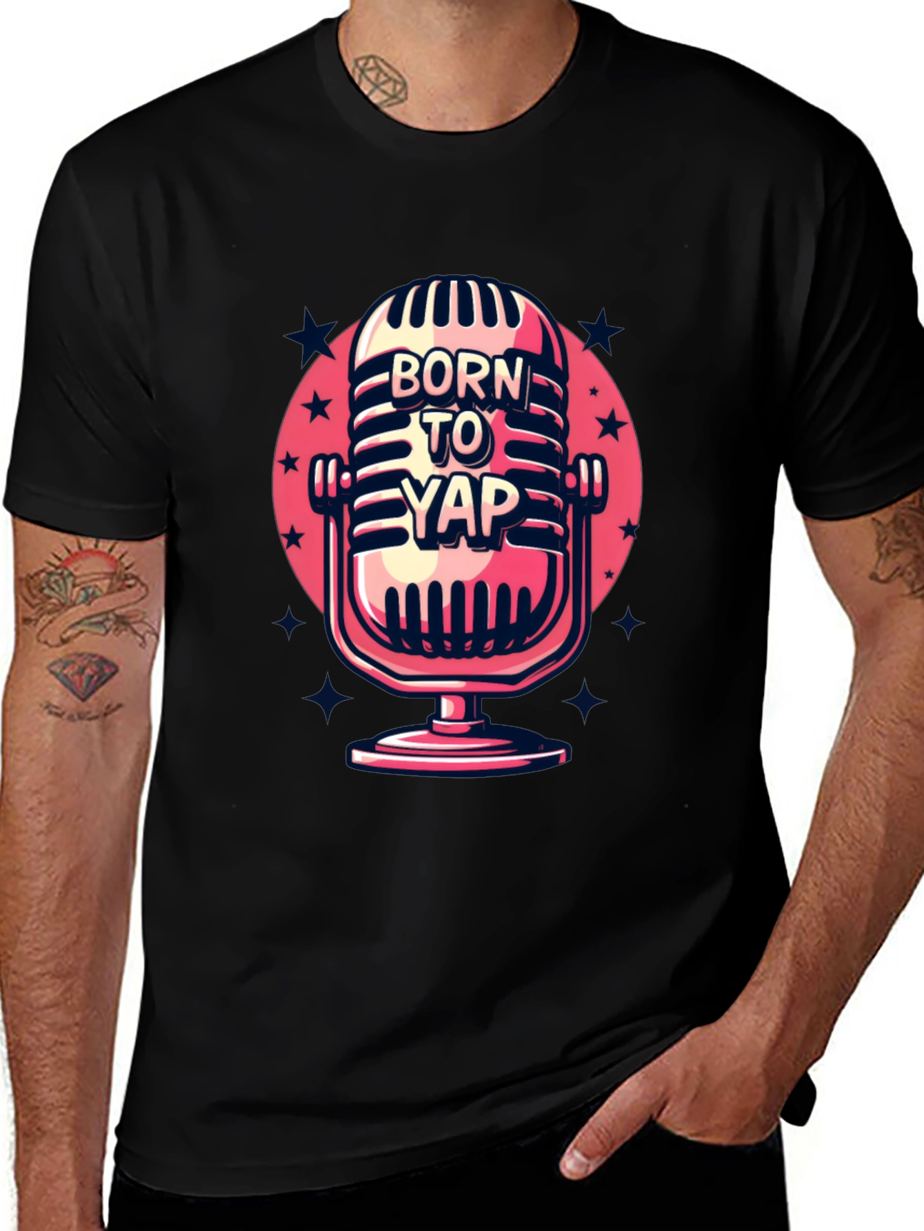 Variant 27 of Born to Yap Microphone Graphic Tee