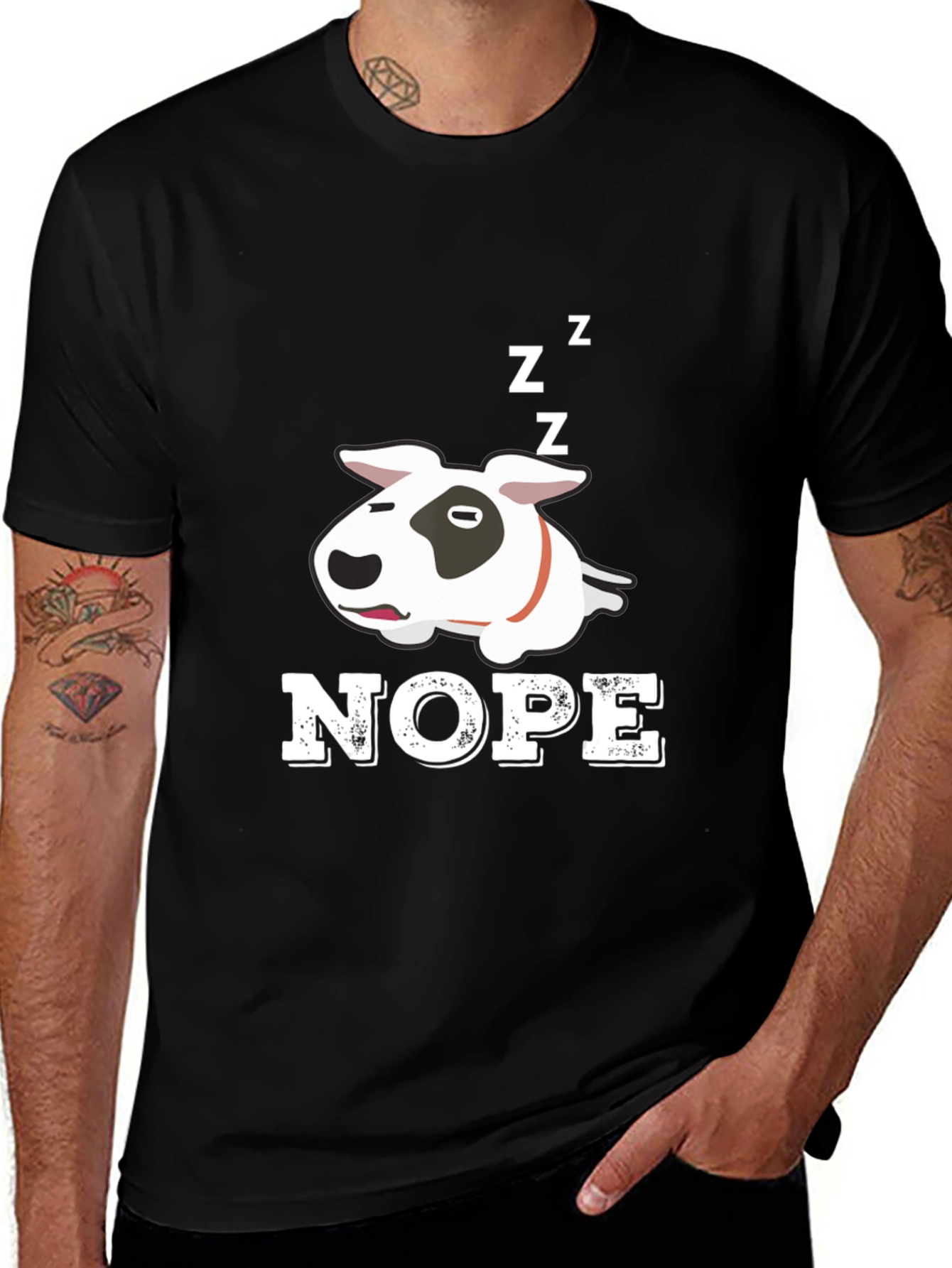 Variant 30 of Nope Bull Terrier Sleepy Dog Graphic T-Shirt