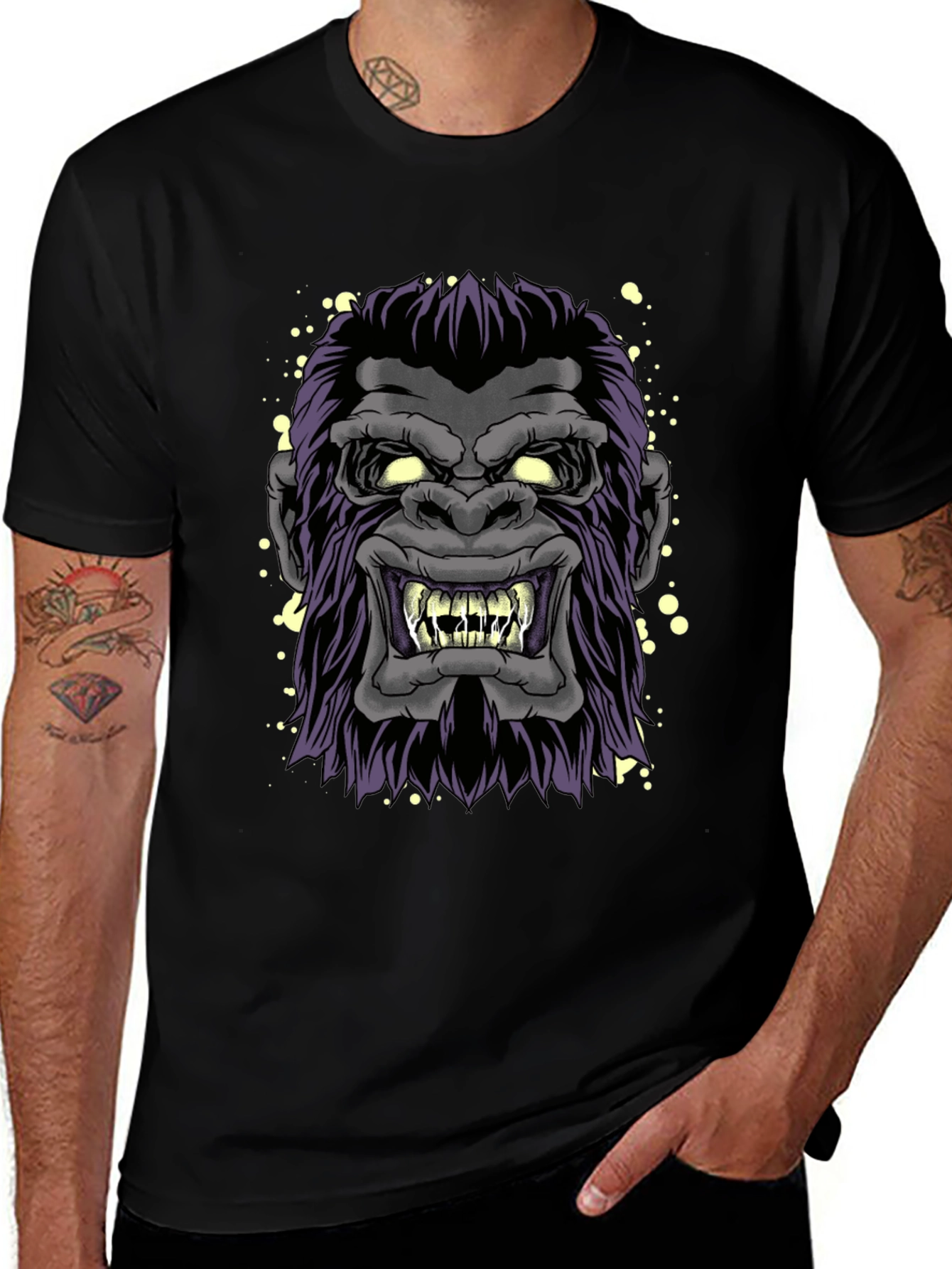 Variant 27 of Angry Gorilla Graphic Tee - Men's Black T-Shirt