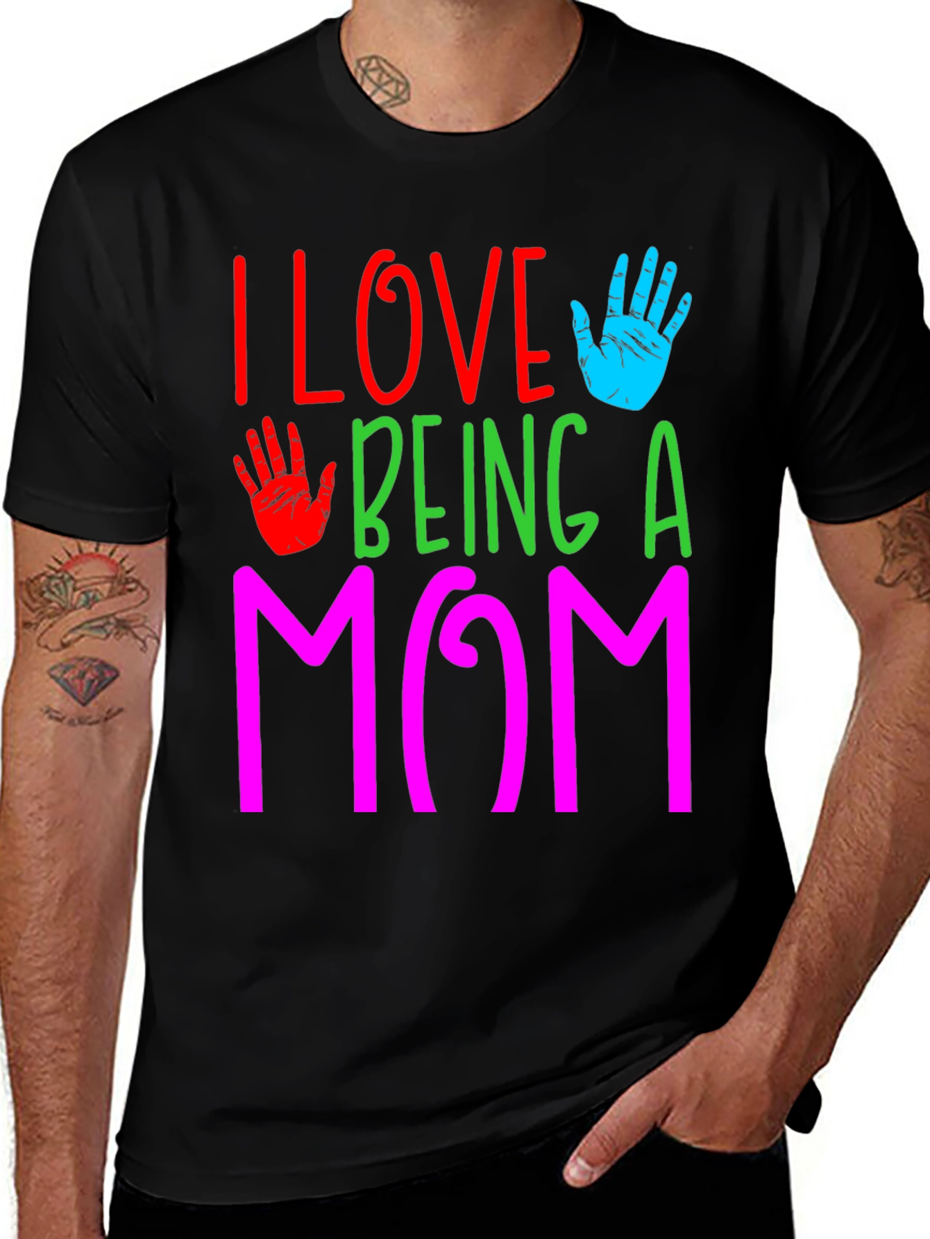 I Love Being a Mom T-Shirt Colorful Graphic Print