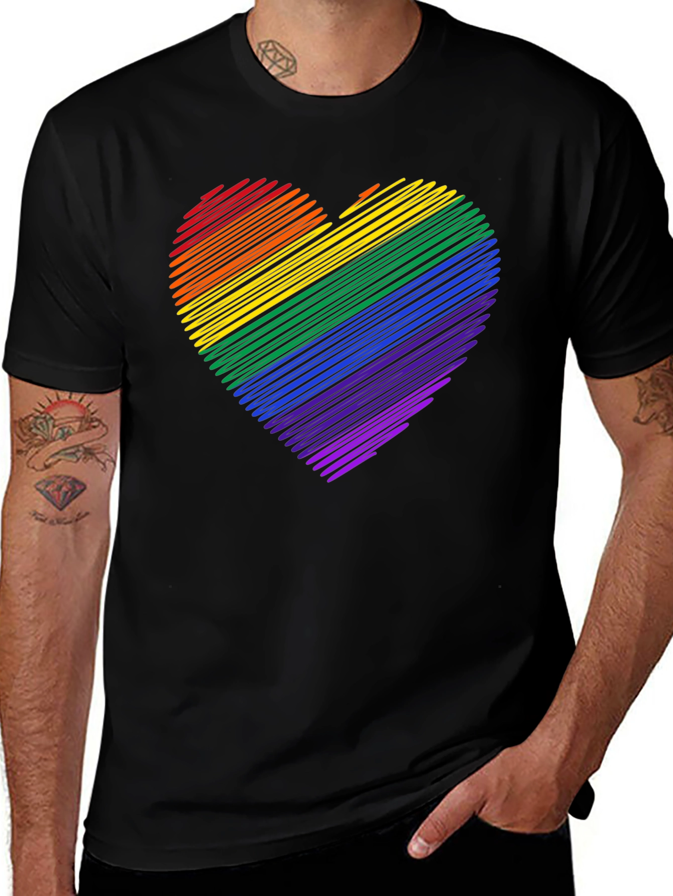 Variant 29 of Rainbow Heart Graphic Tee - Pride Shirt