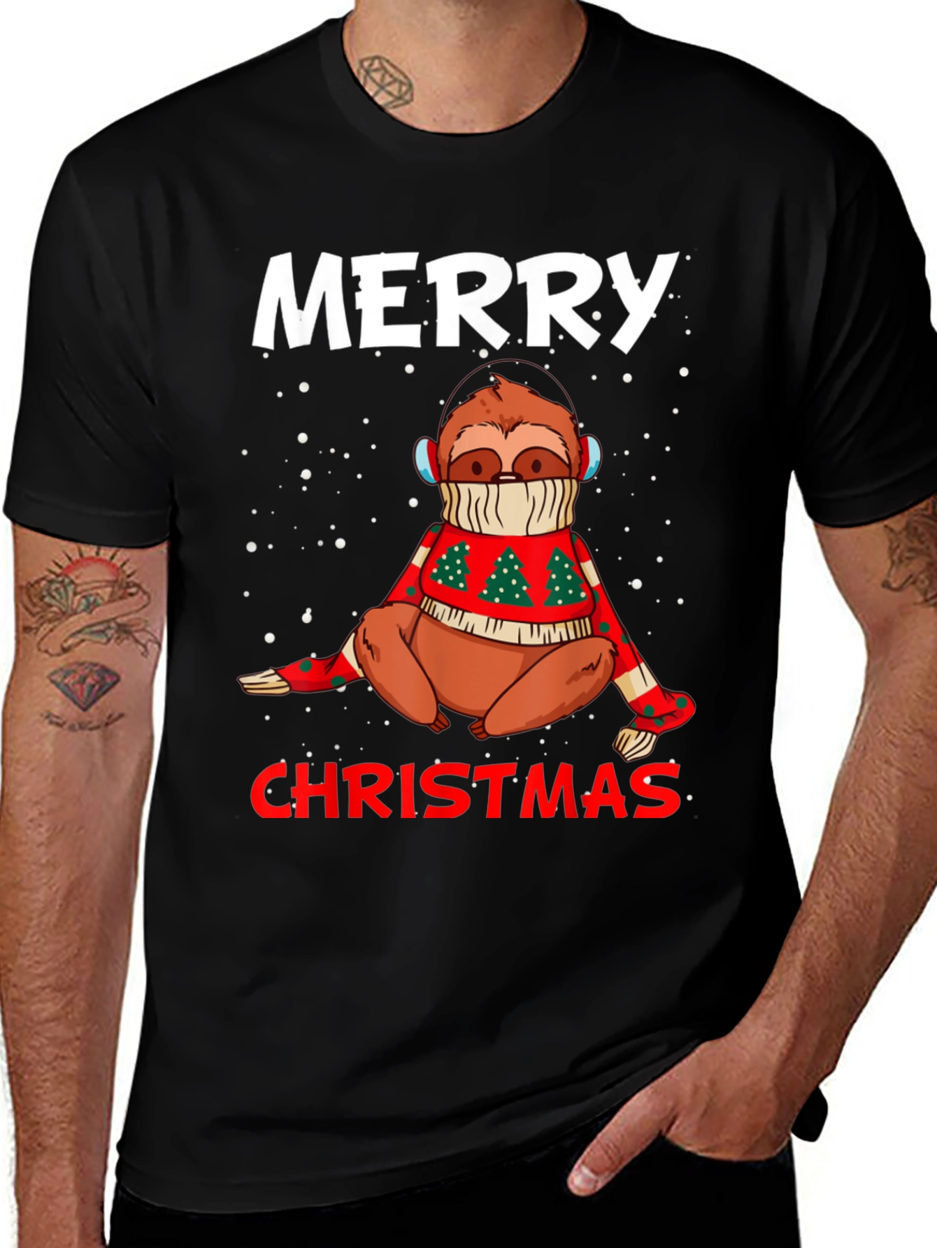 Variant 29 of Merry Christmas Sloth Graphic Tee