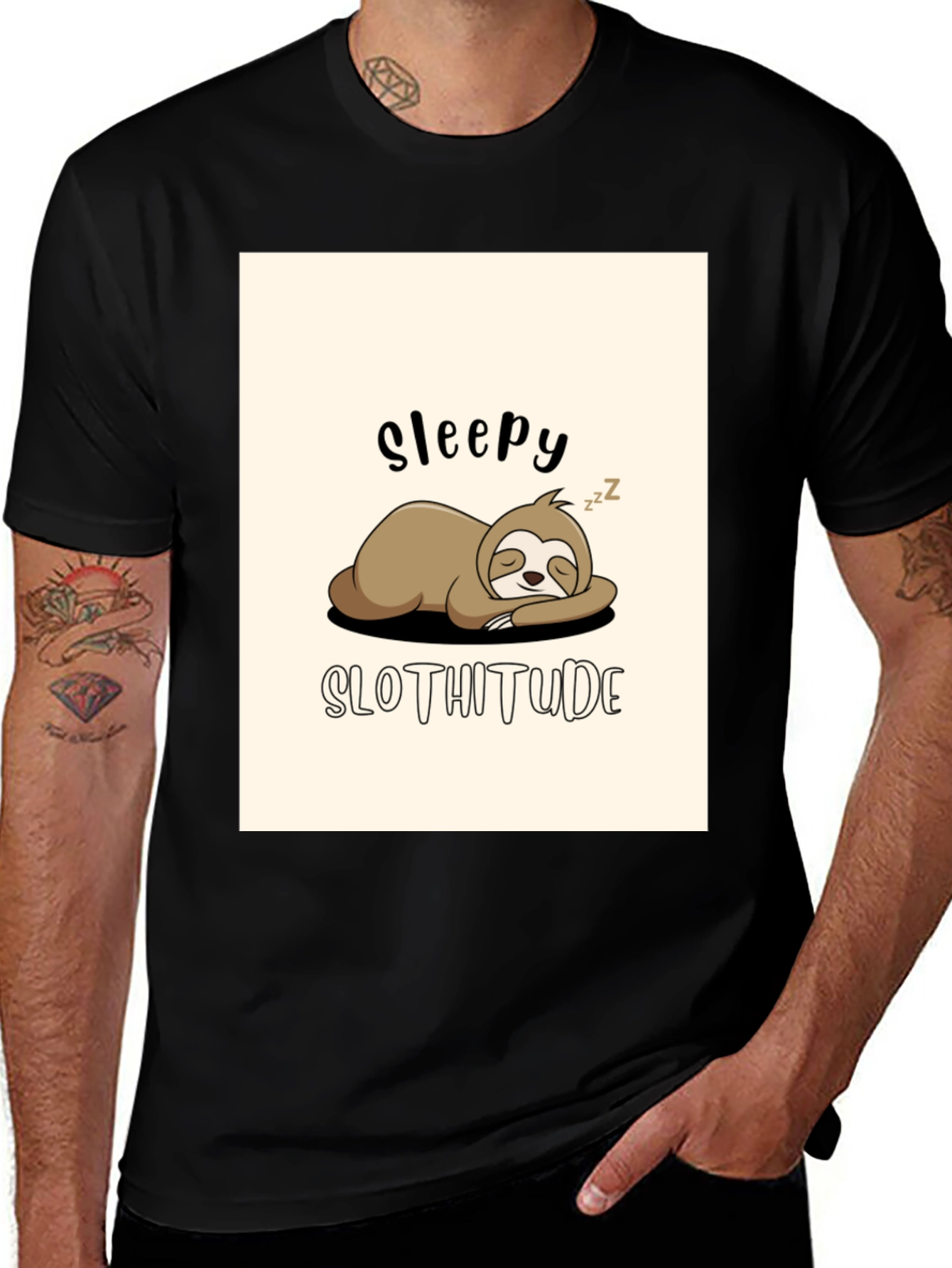 Sleepy Slothitude T-Shirt - Relaxed Fit, Cute Sloth Design