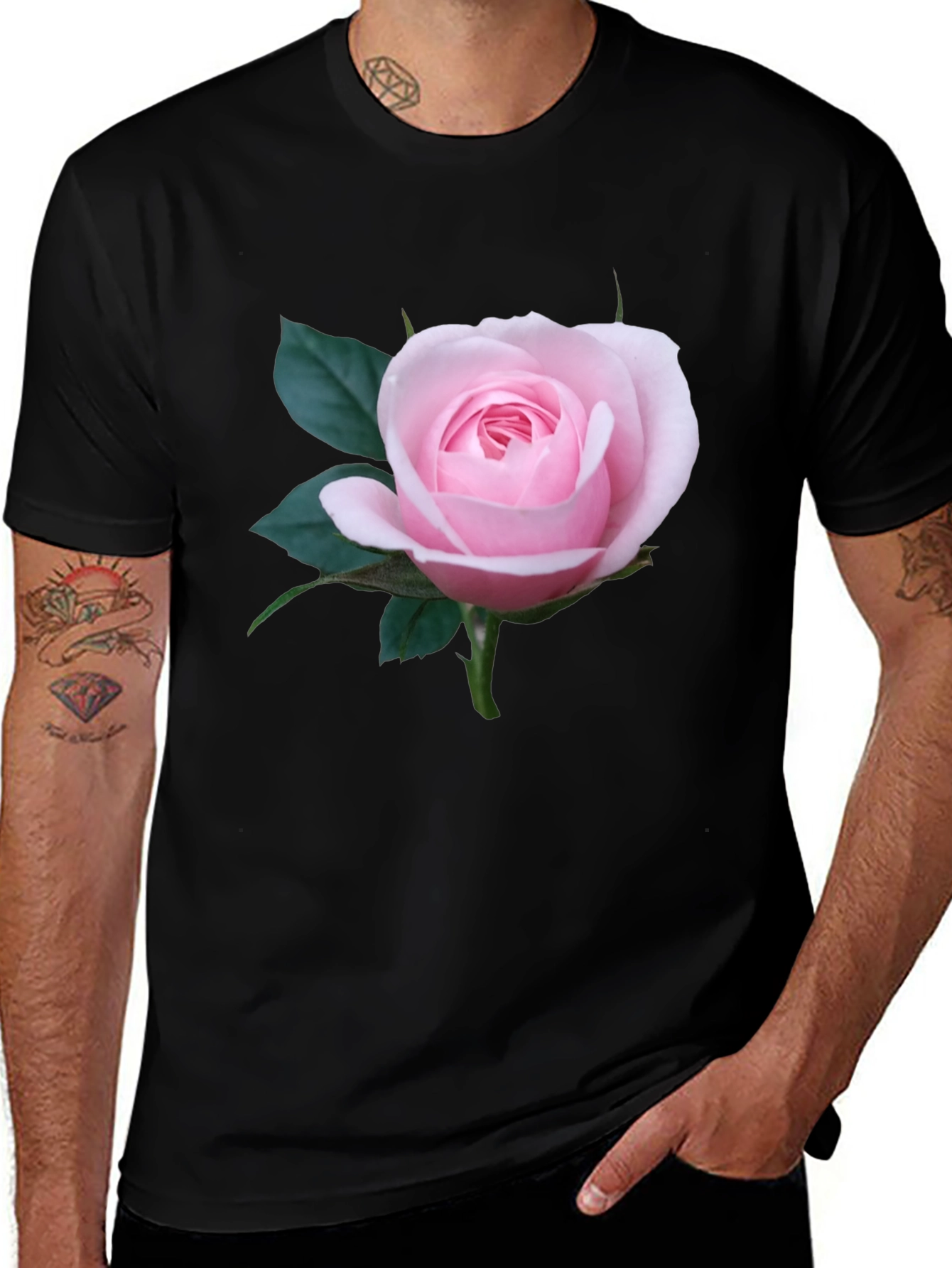 Variant 3 of Rose Print Black T-Shirt