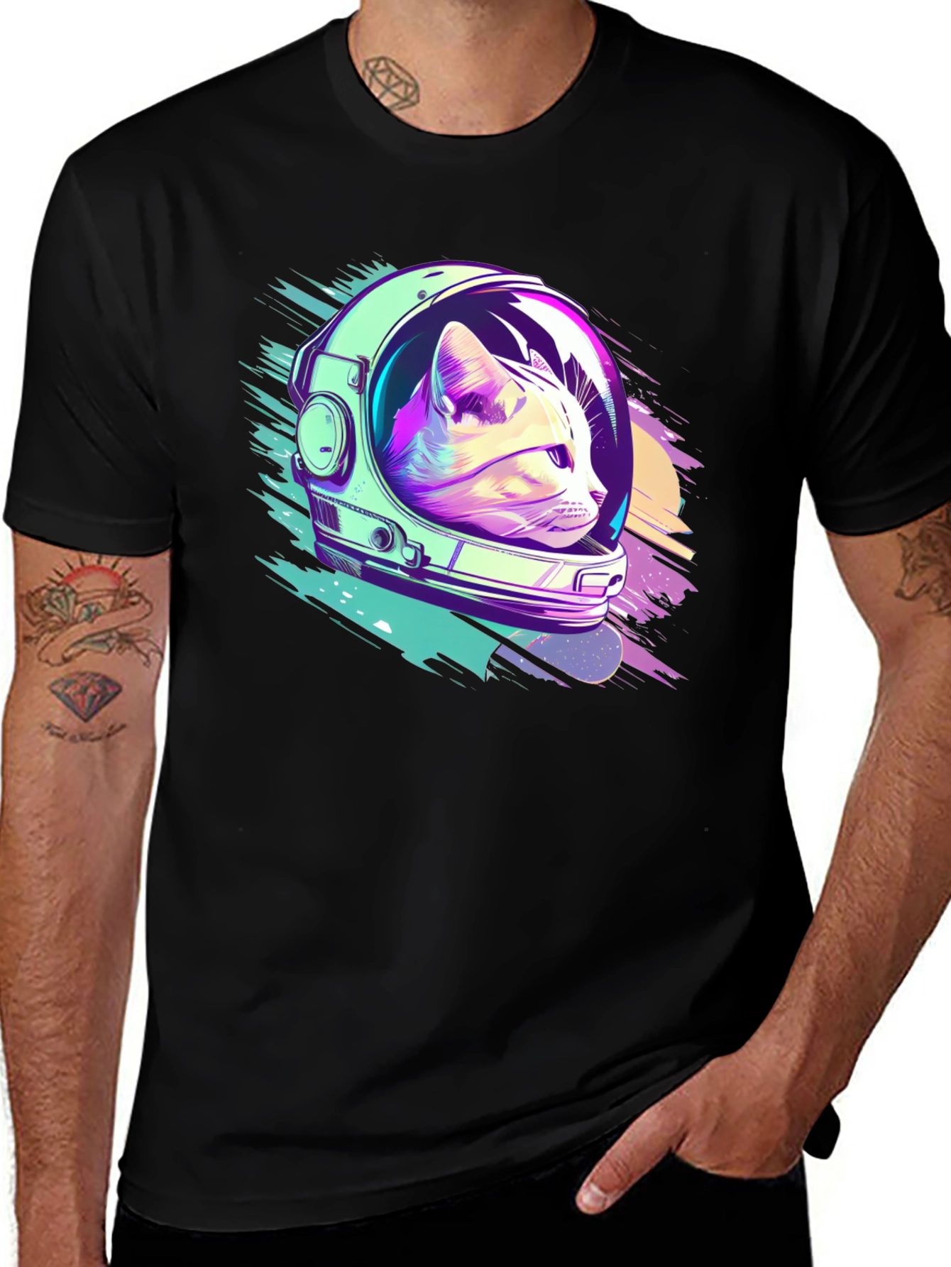 Variant 25 of Astronaut Cat Graphic Tee - Space Kitten T-Shirt