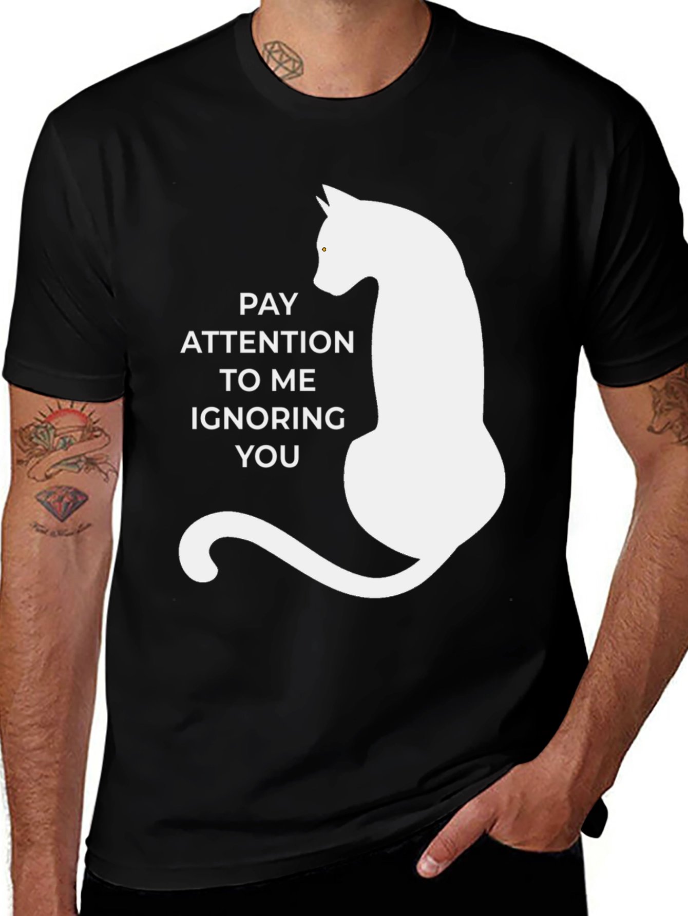 Variant 2 of Pay Attention Cat T-Shirt - Humorous Tee